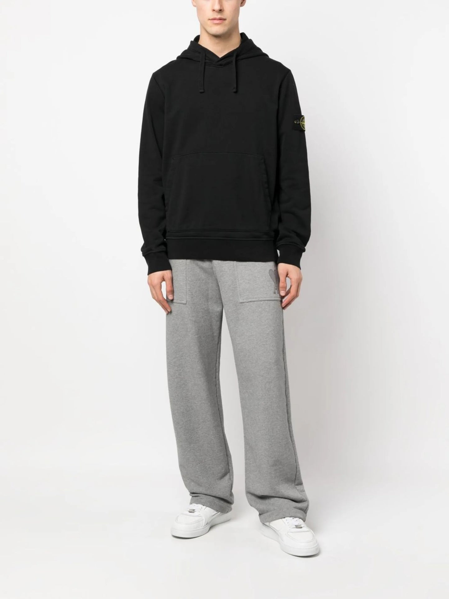 Compass-patch drawstring hoodie