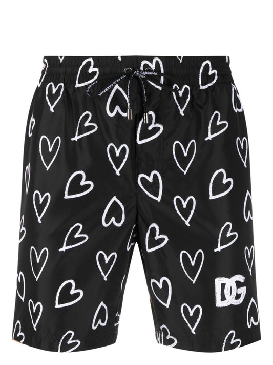 heart-print swim shorts