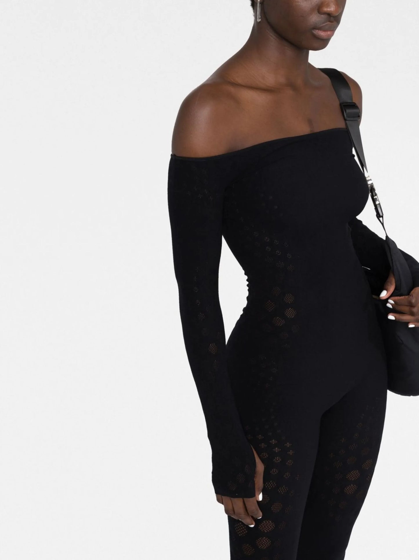 Dots Illusion off-shoulder jumpsuit