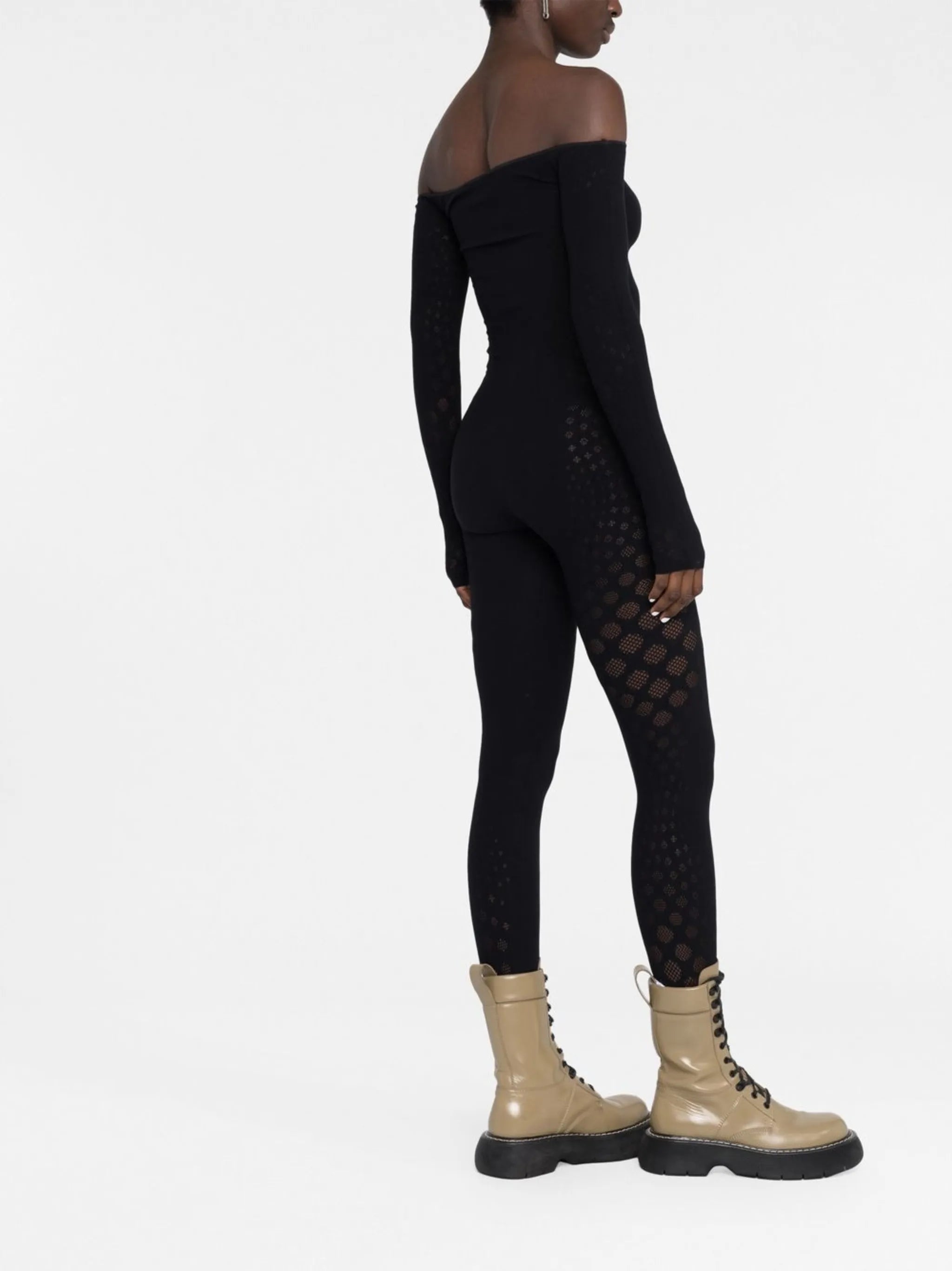 Dots Illusion off-shoulder jumpsuit