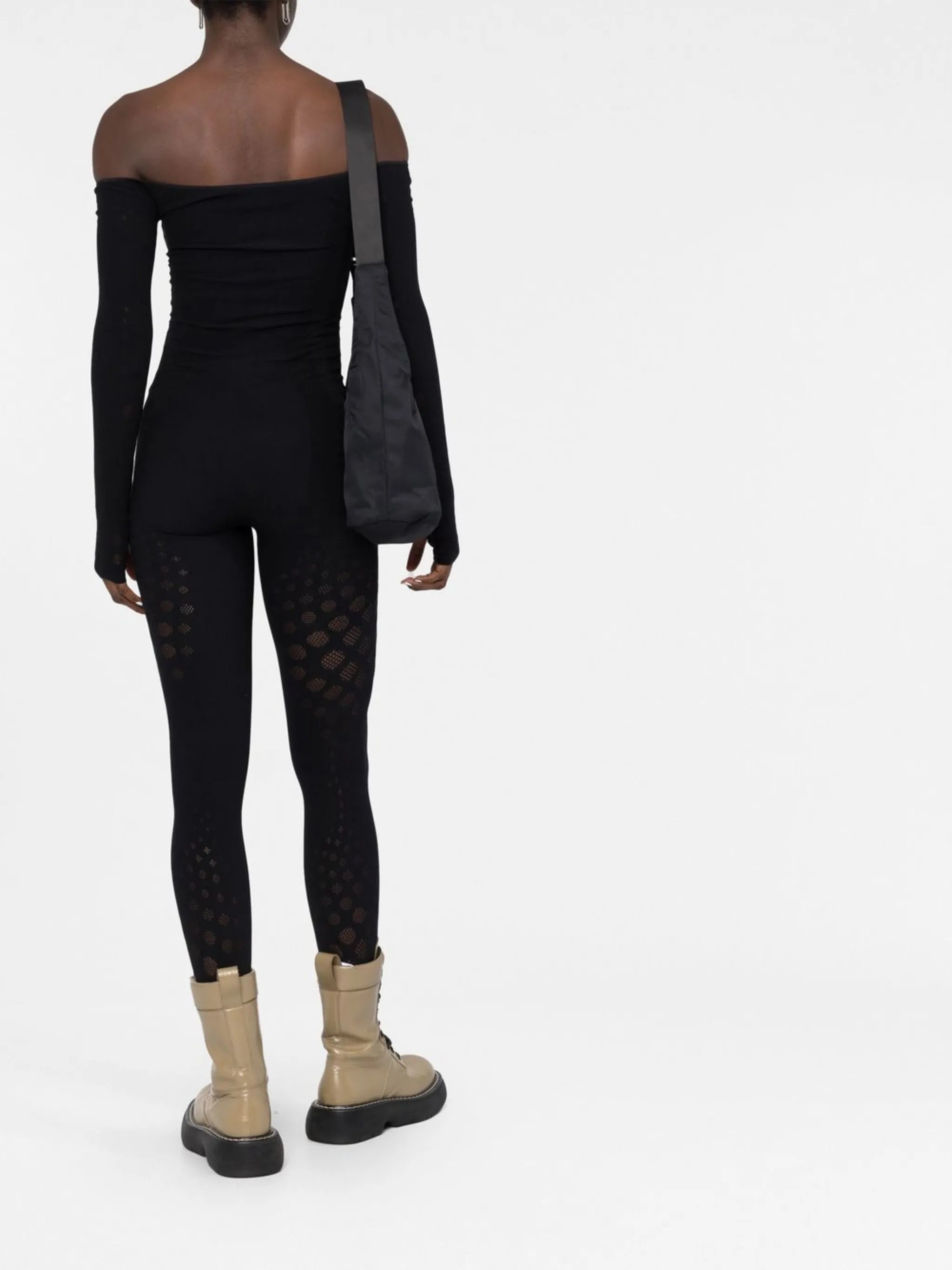 Dots Illusion off-shoulder jumpsuit