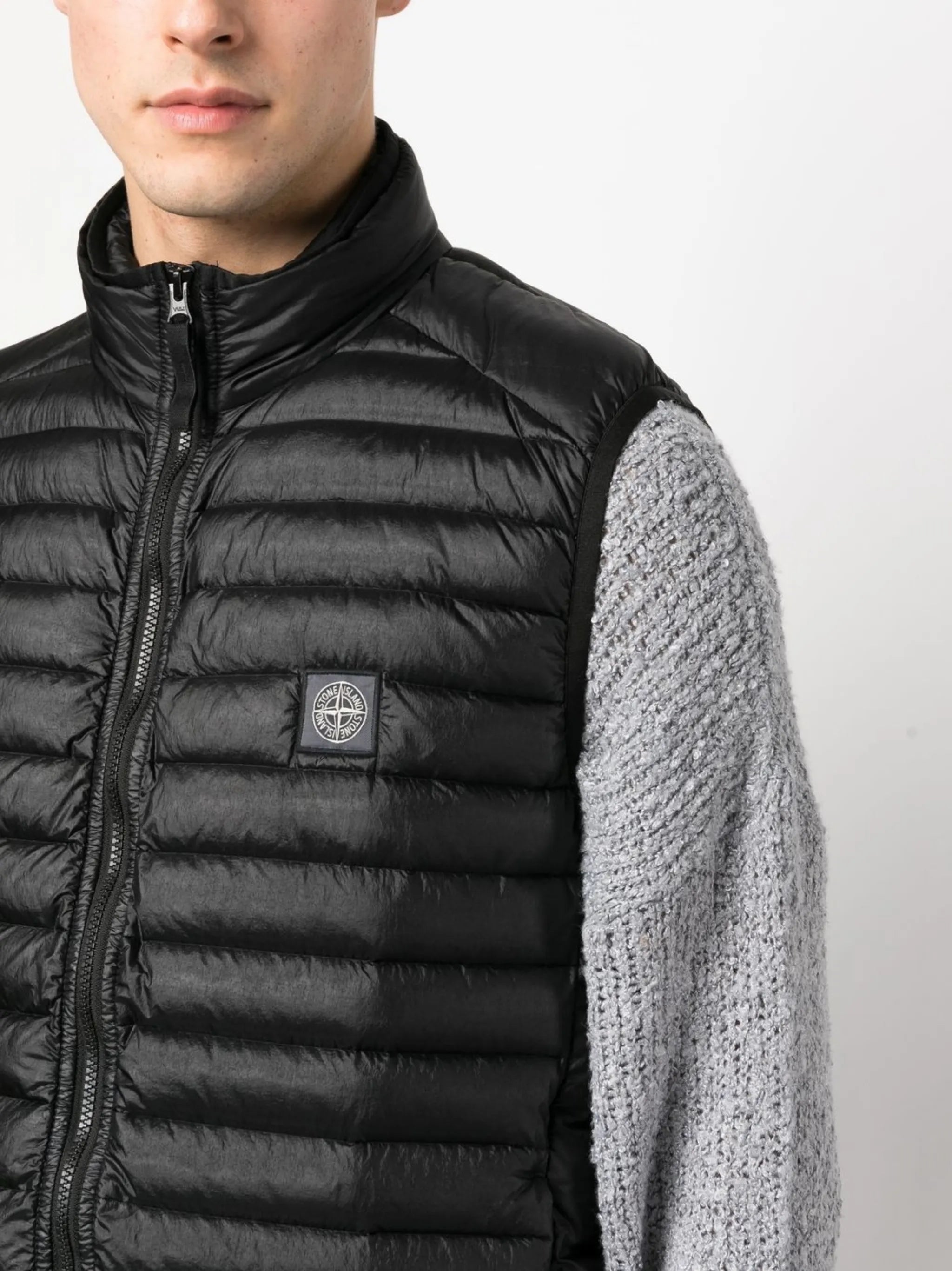 logo patch padded gilet