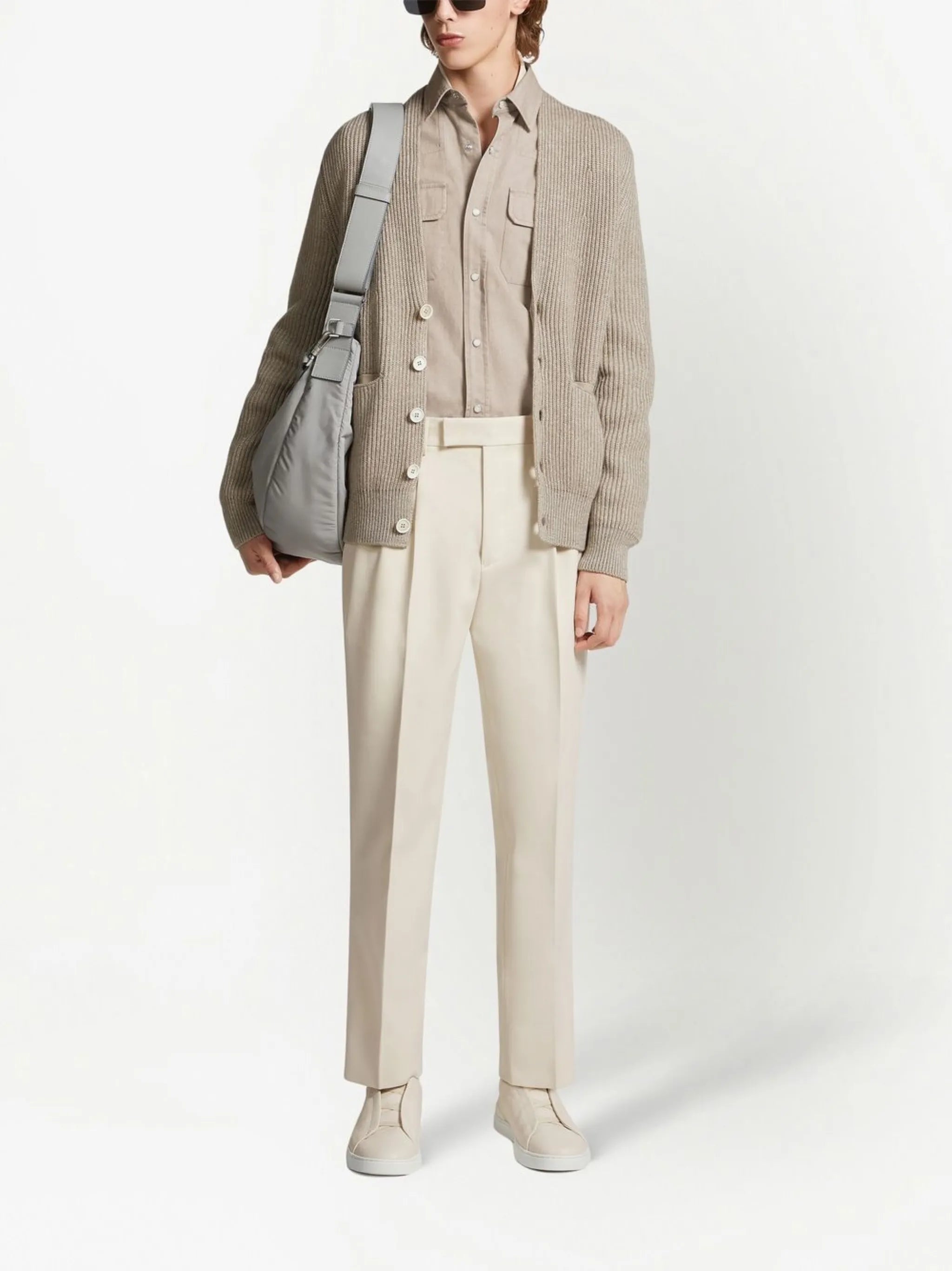 Double Pleat cotton-wool trousers