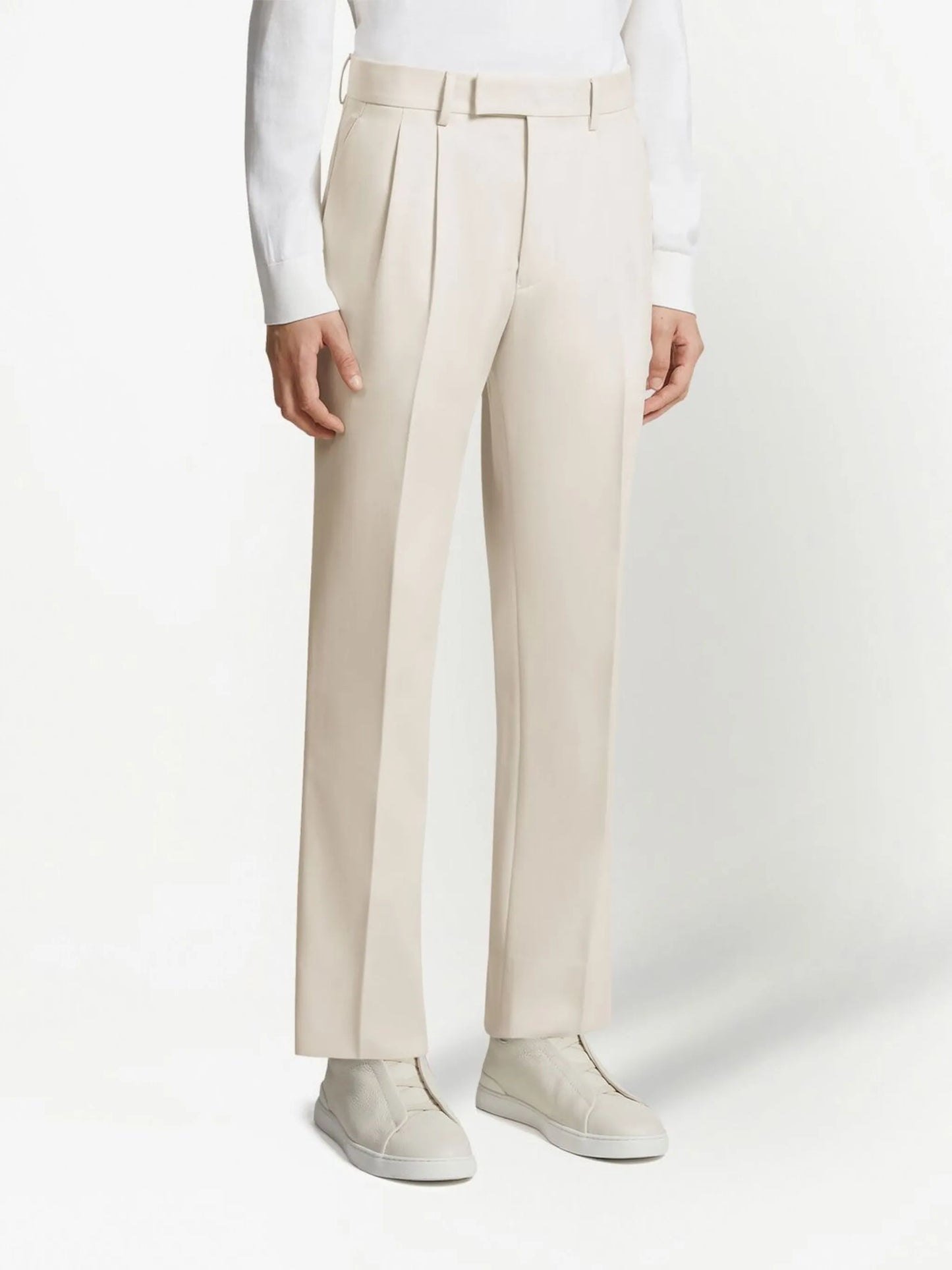 Double Pleat cotton-wool trousers