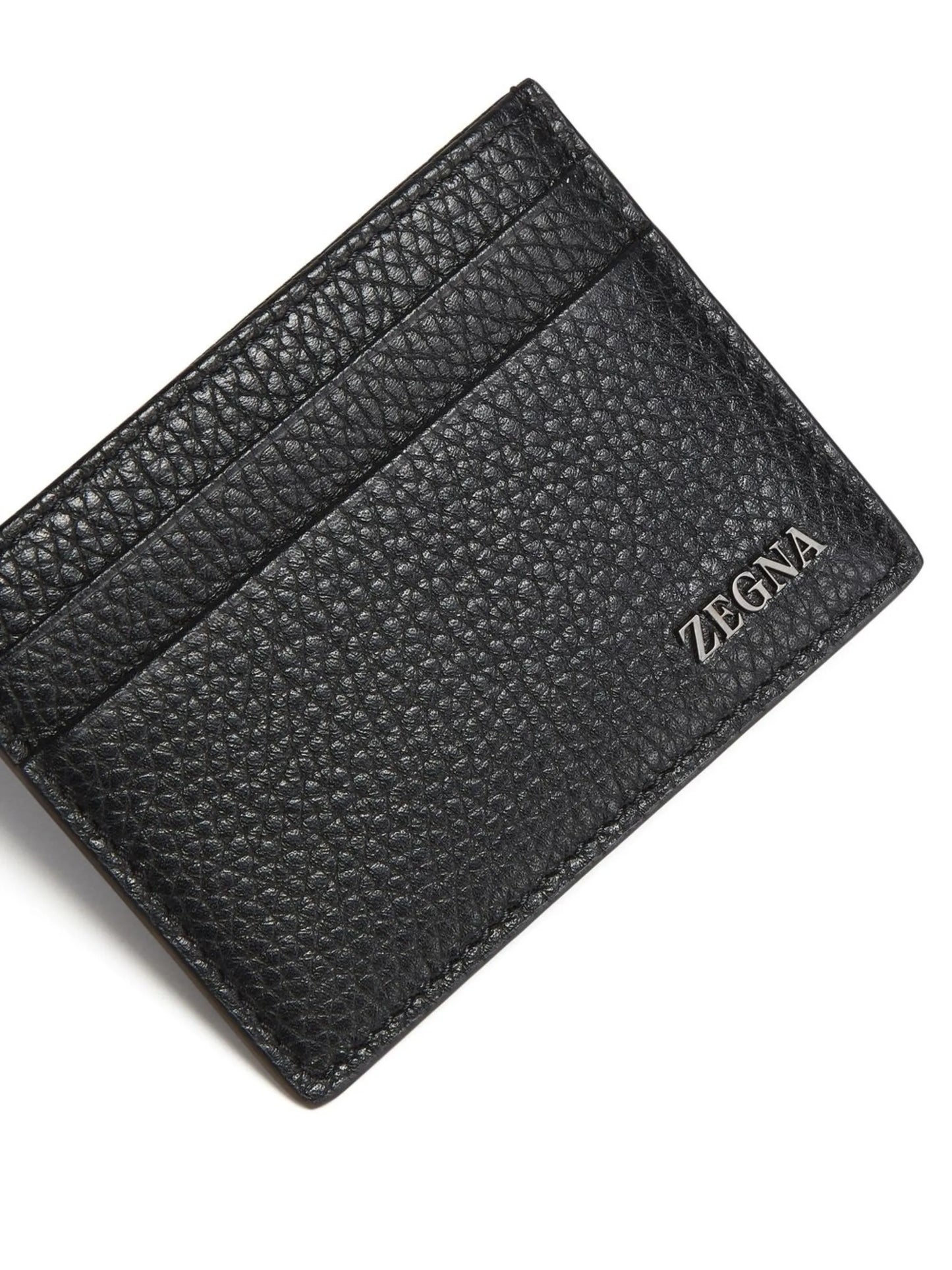 logo-plaque leather card holder