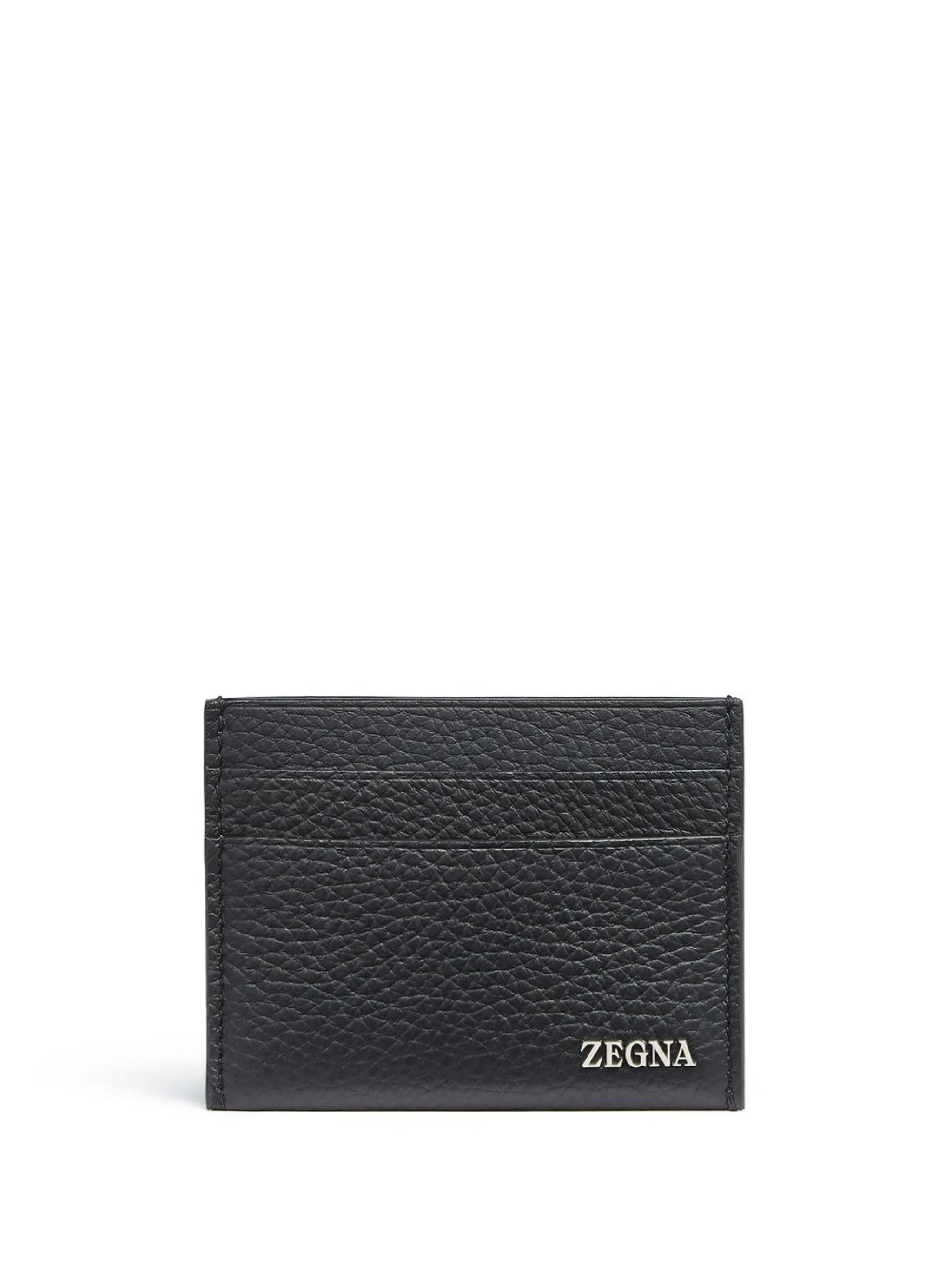 logo-plaque leather card holder