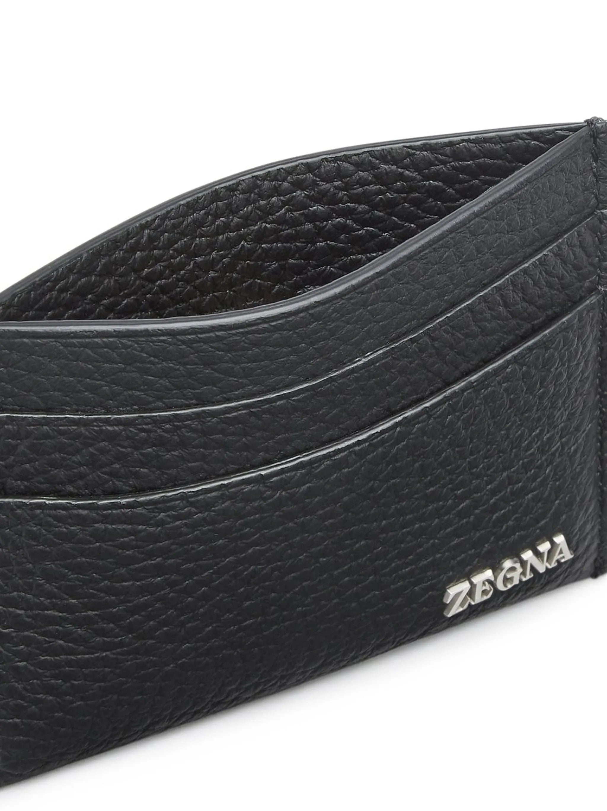 logo-plaque leather card holder
