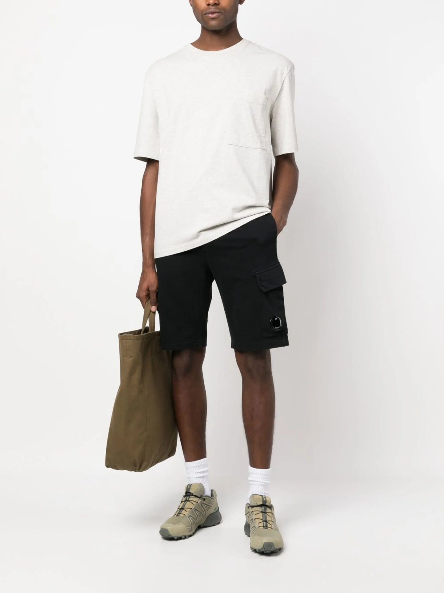 Lens-detail cotton shorts