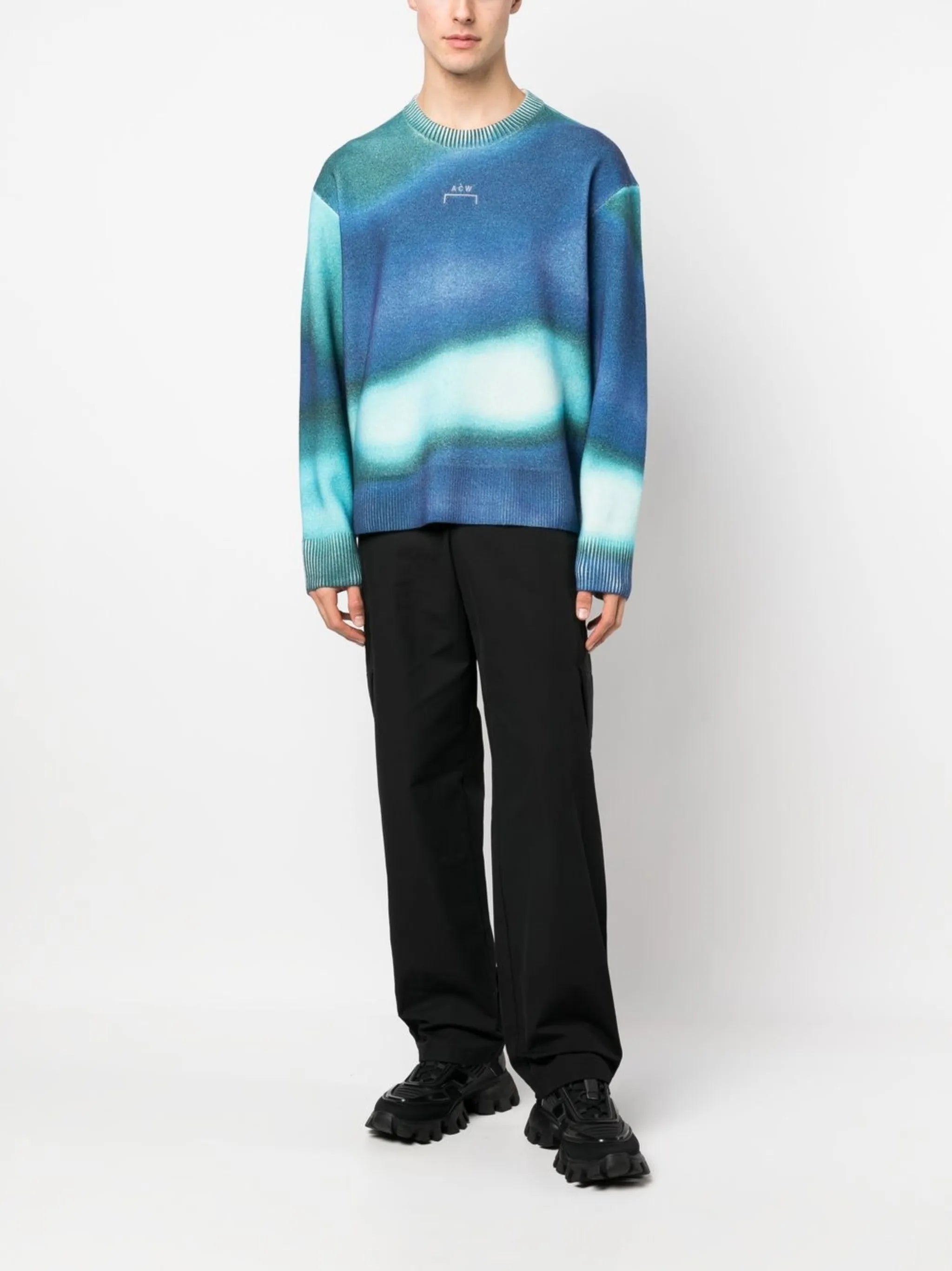 logo-embroidered tie-dye jumper