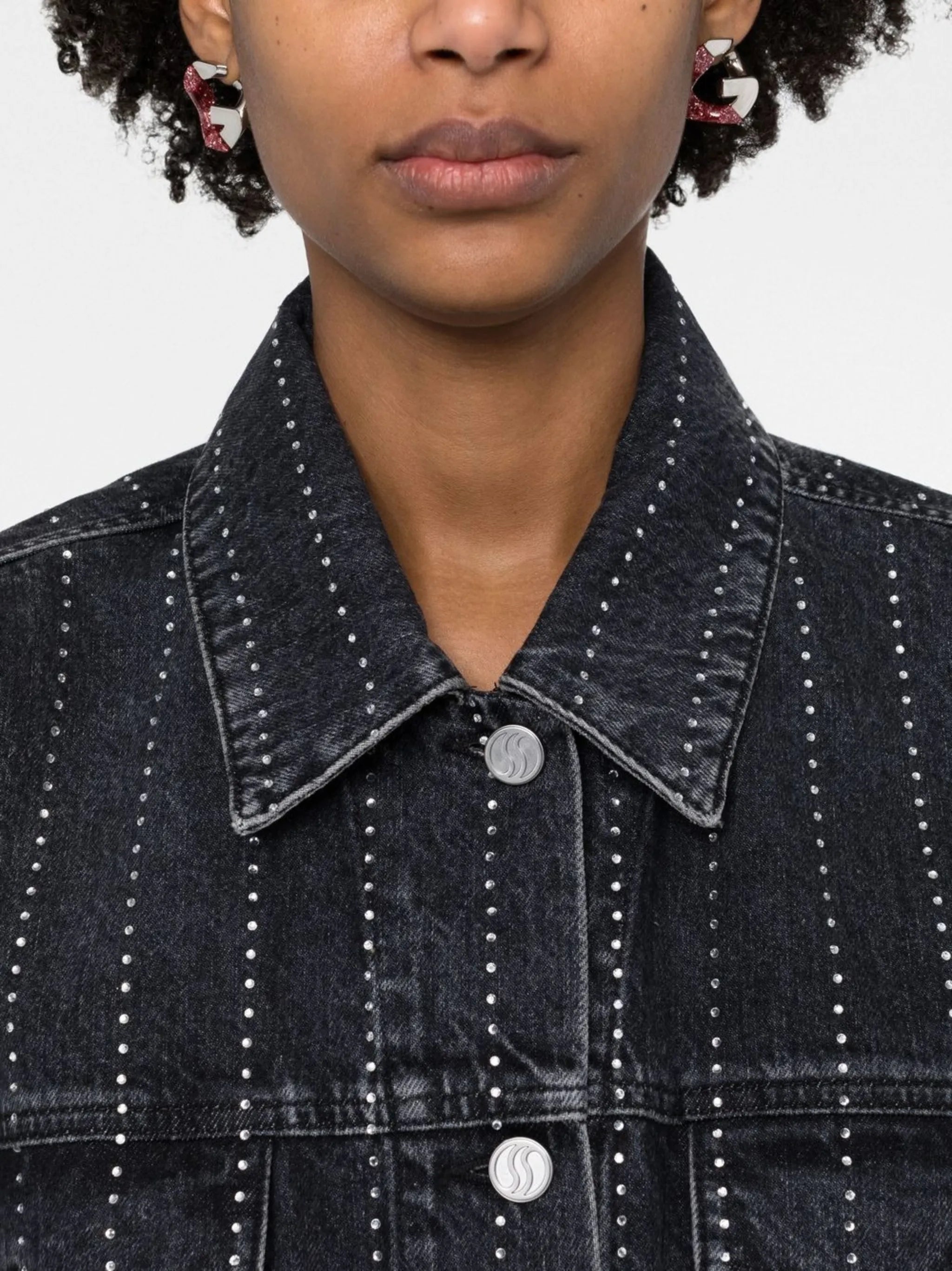 crystal-embellished denim jacket