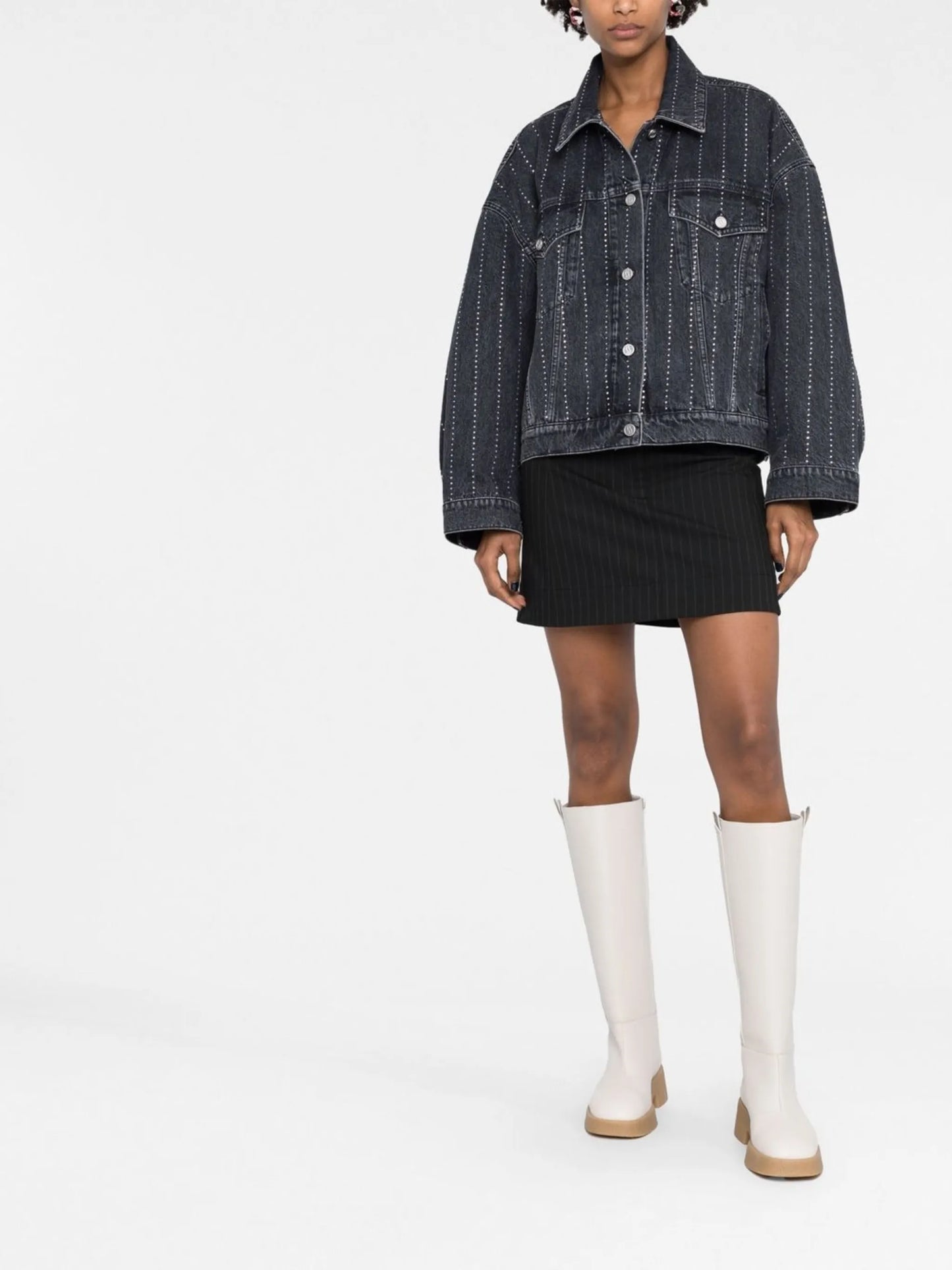 crystal-embellished denim jacket