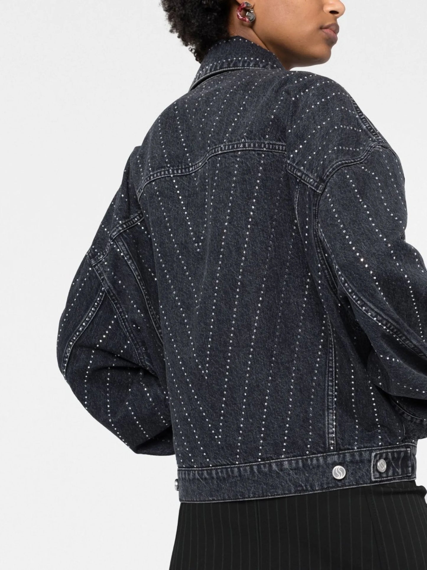 crystal-embellished denim jacket