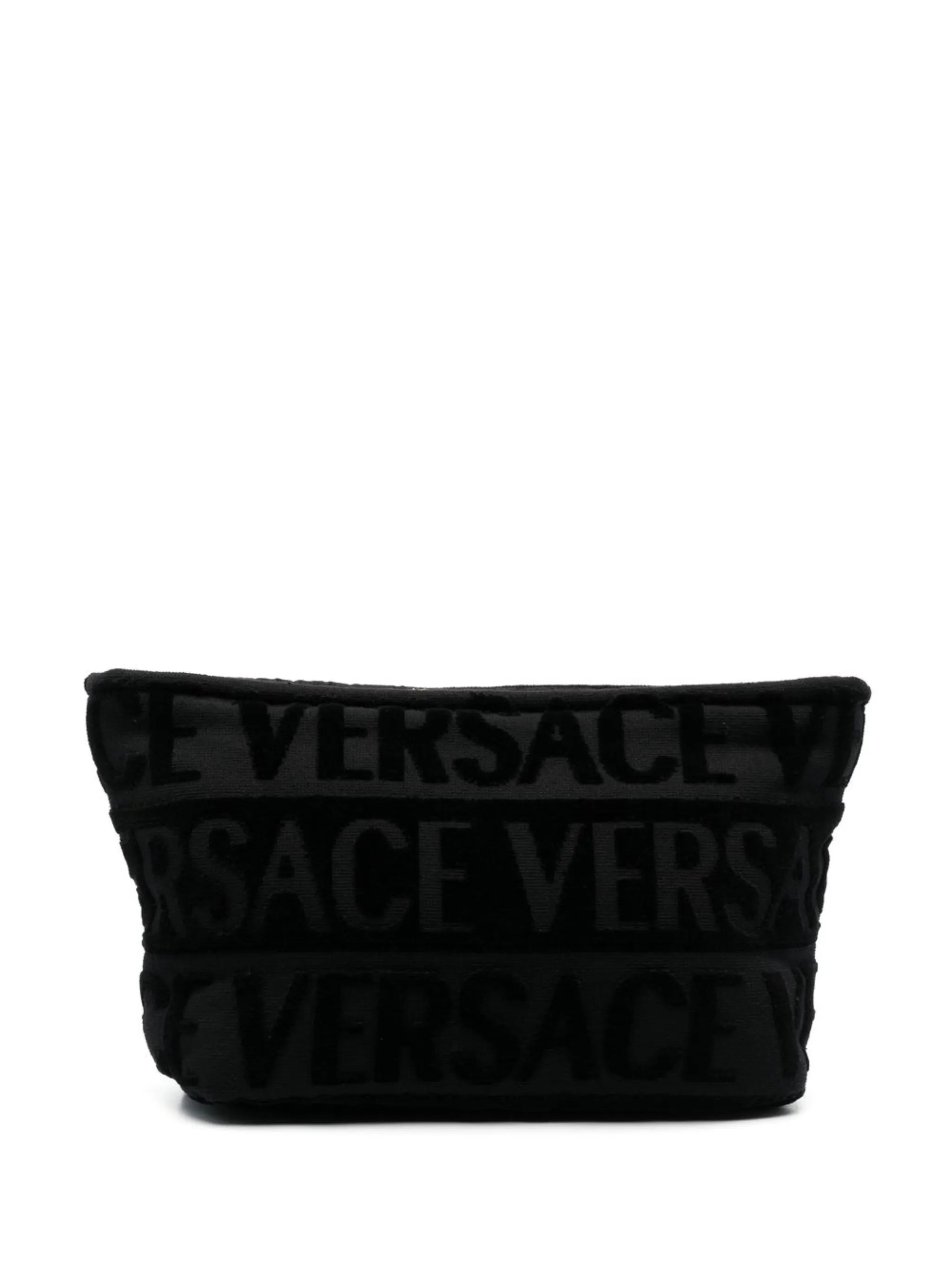 flocked-logo wash bag