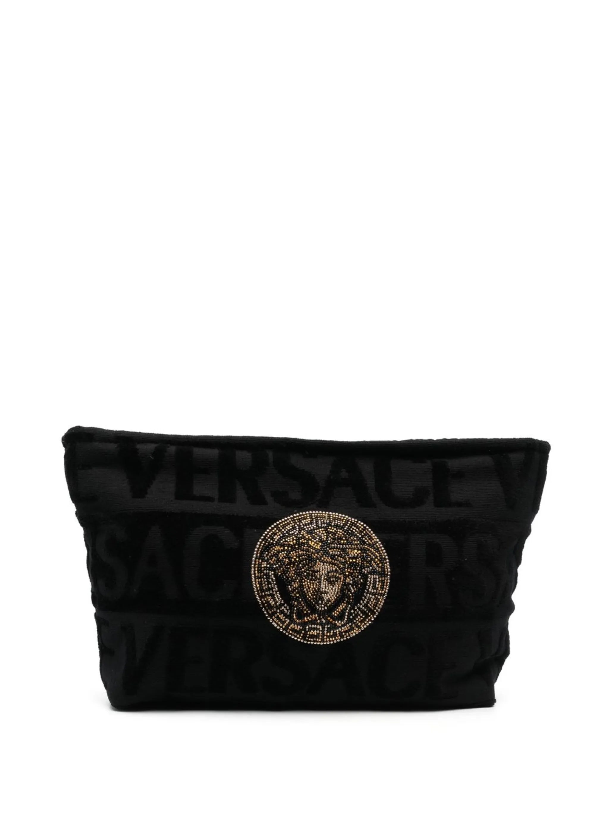 flocked-logo wash bag
