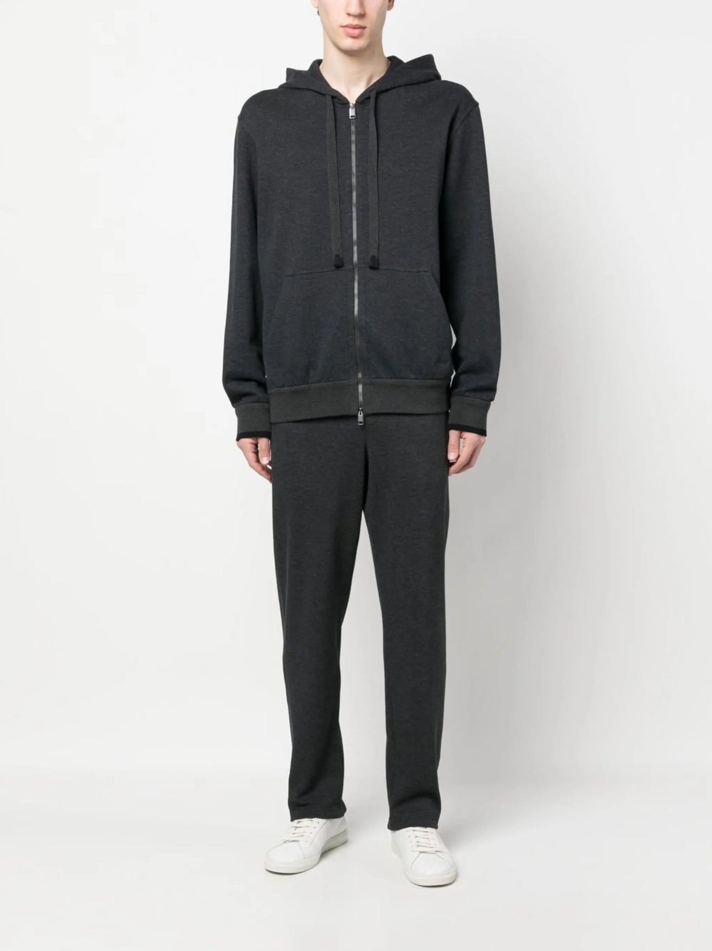 zip-up long-sleeved hoodie
