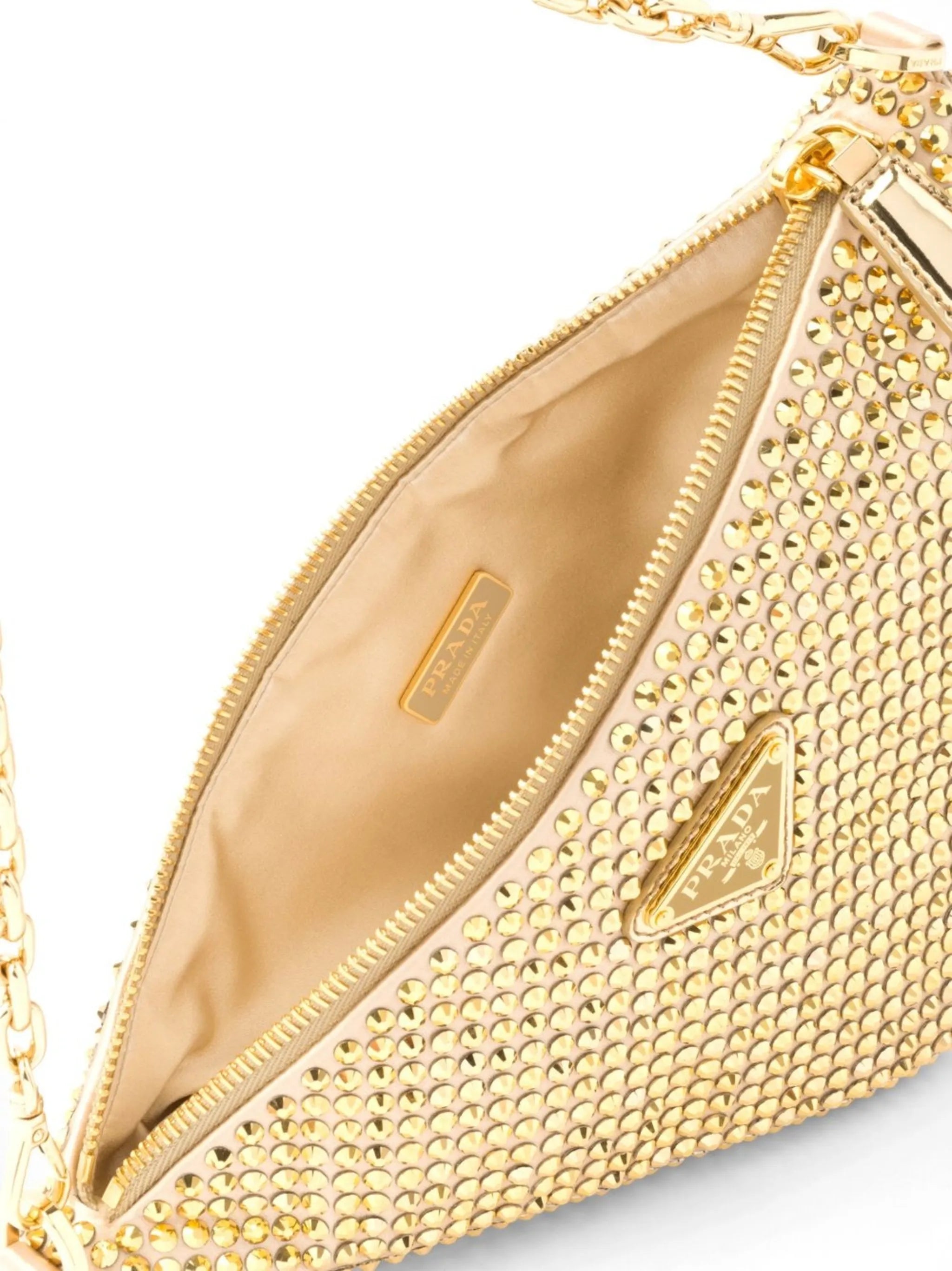 Prada Triangle crystal-embellished shoulder bag