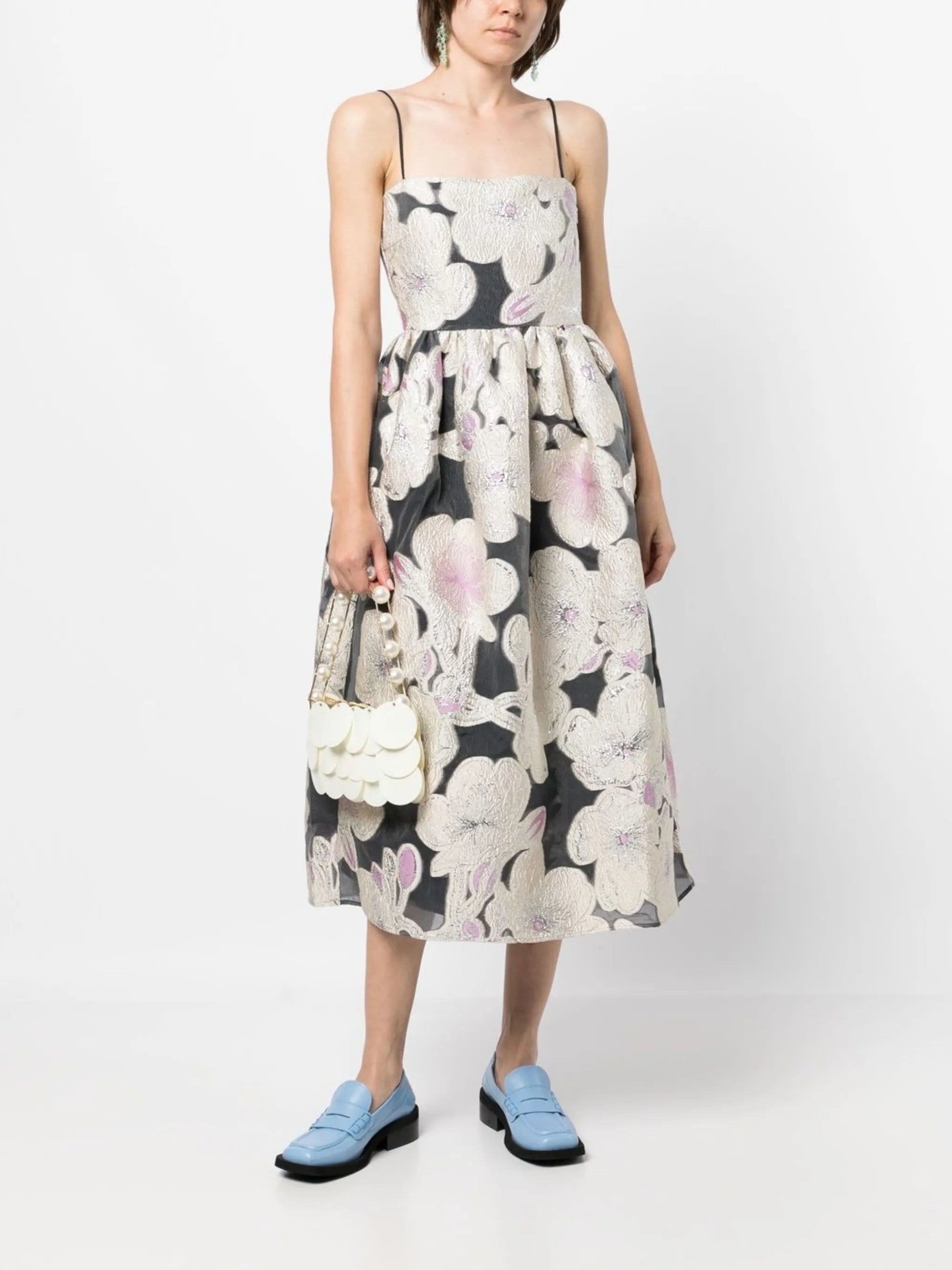 Anny voluminous jacquard midi dress