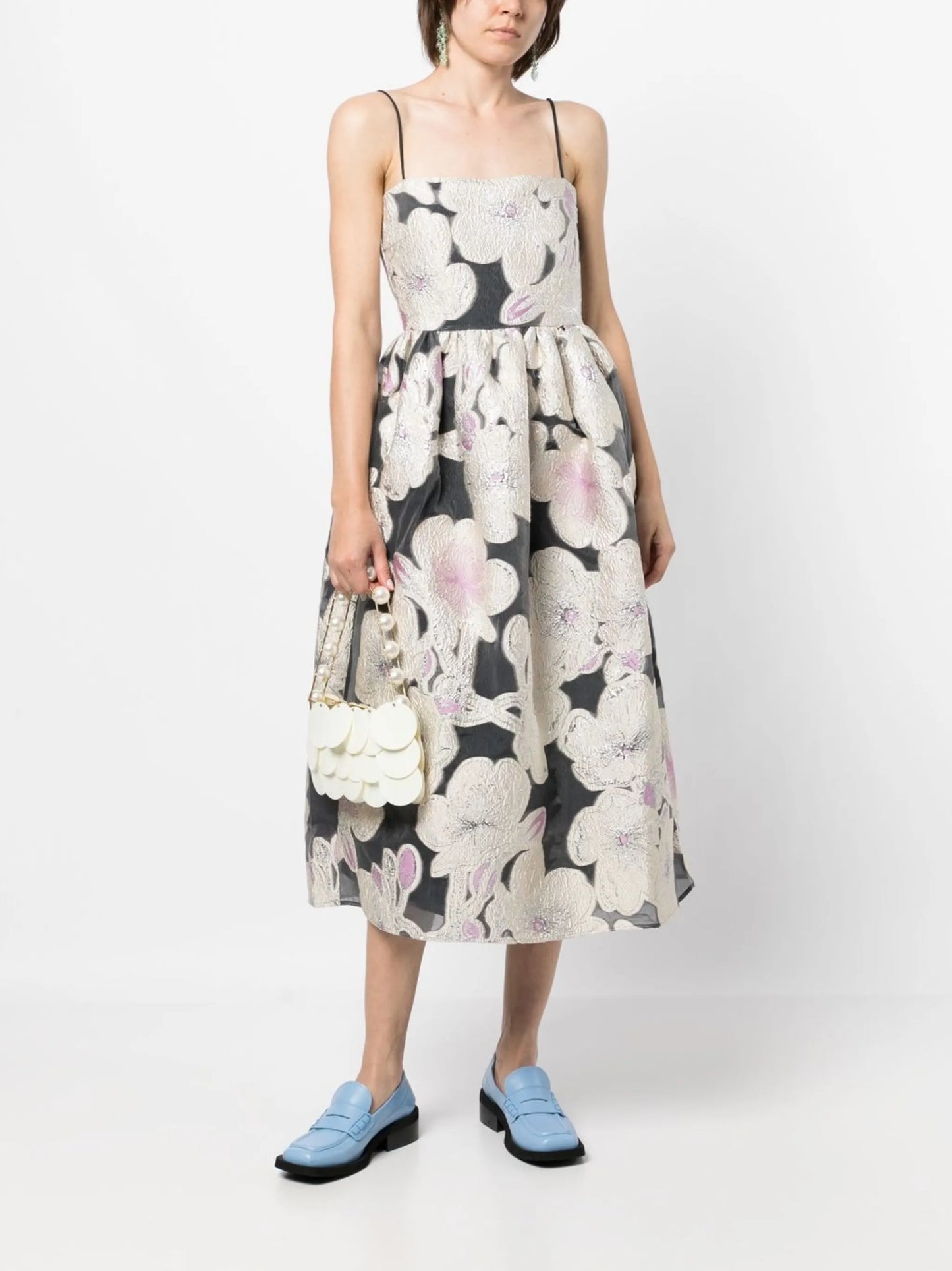 Anny voluminous jacquard midi dress
