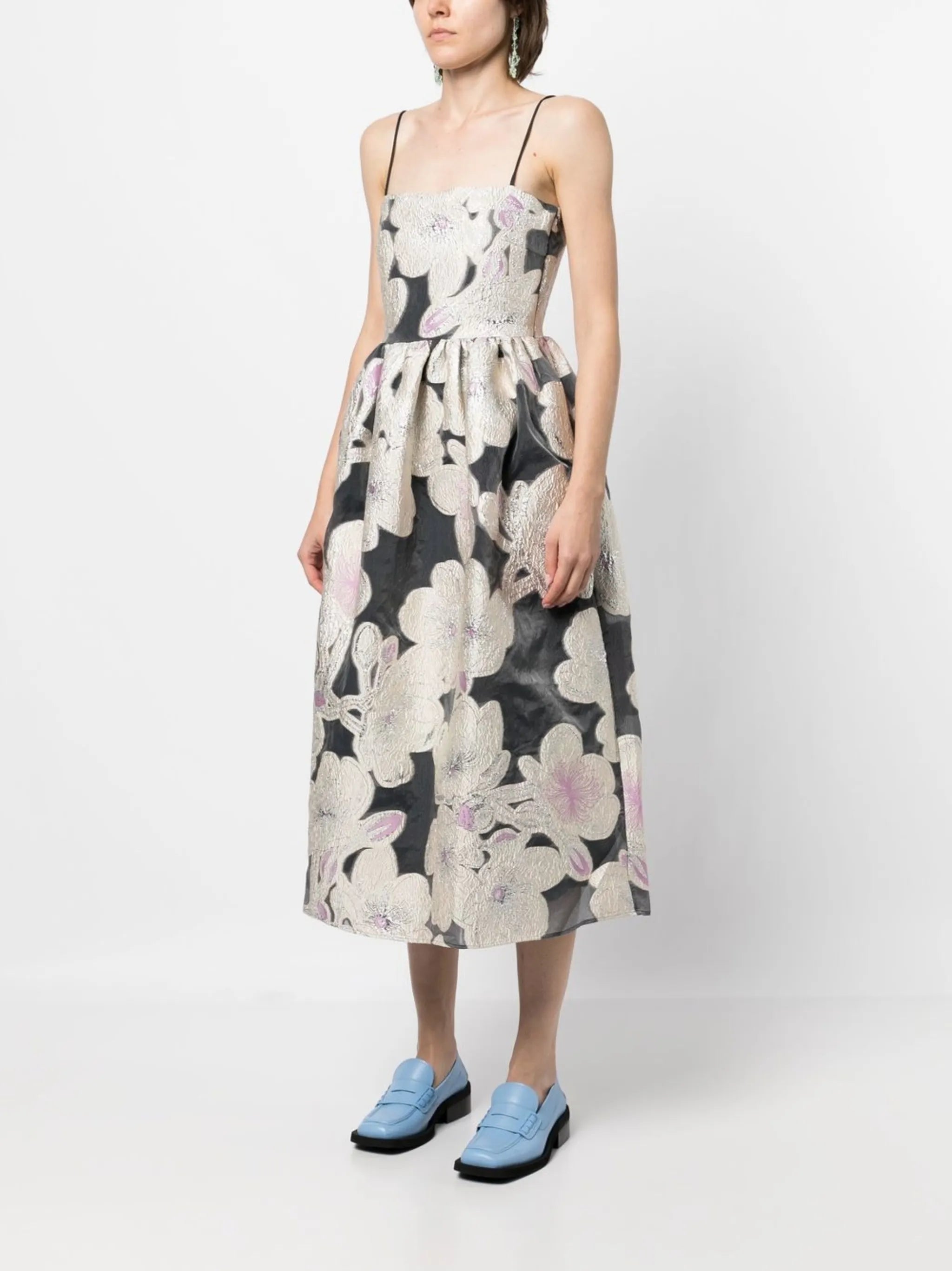 Anny voluminous jacquard midi dress