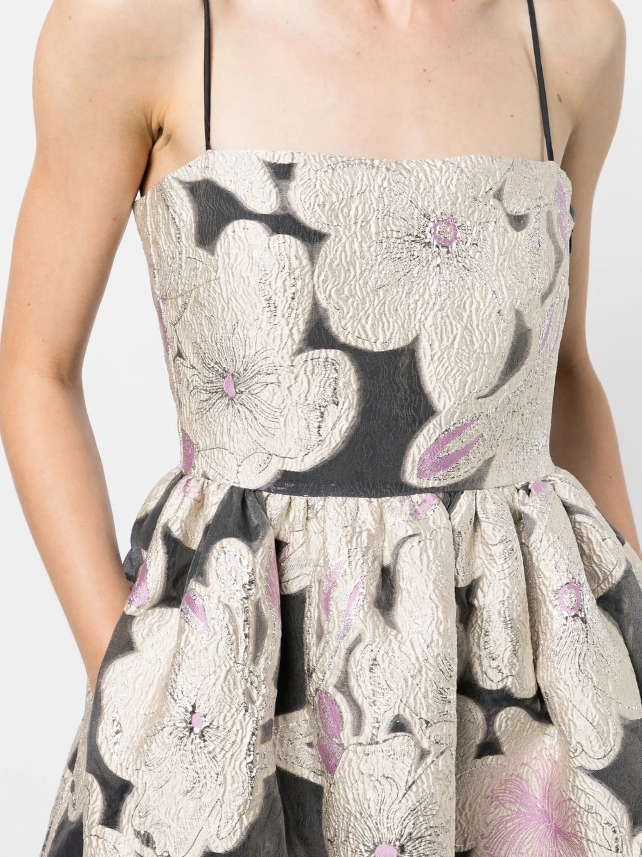 Anny voluminous jacquard midi dress