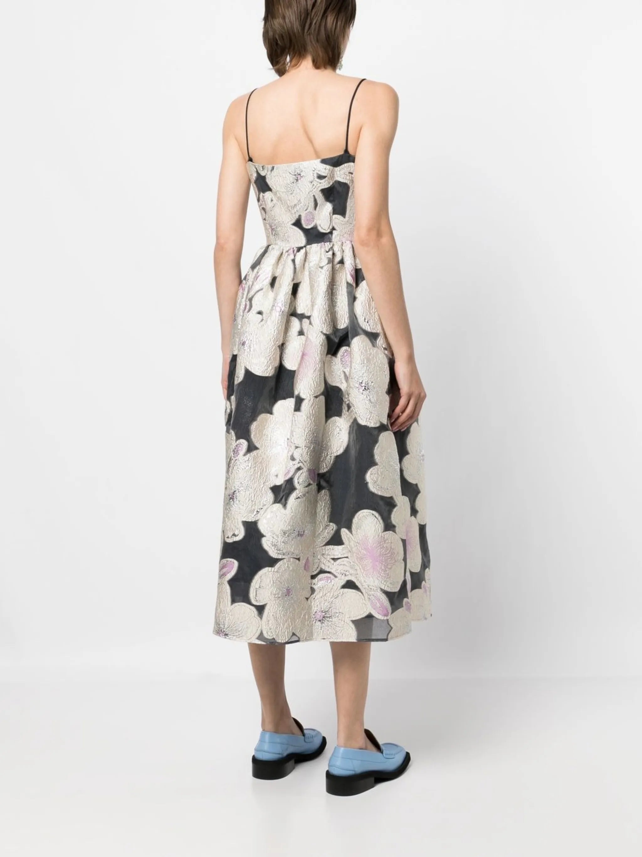 Anny voluminous jacquard midi dress