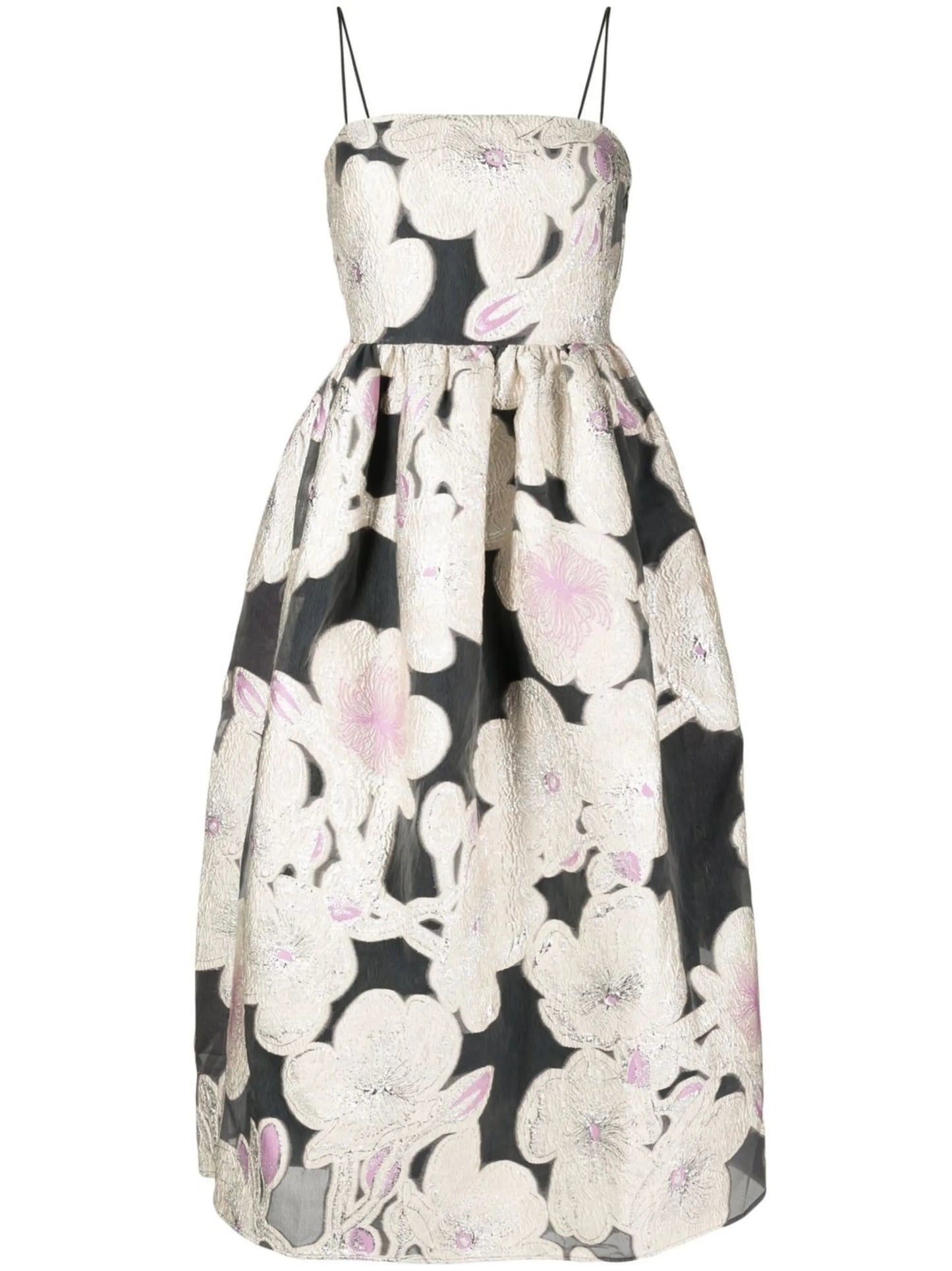 Anny voluminous jacquard midi dress