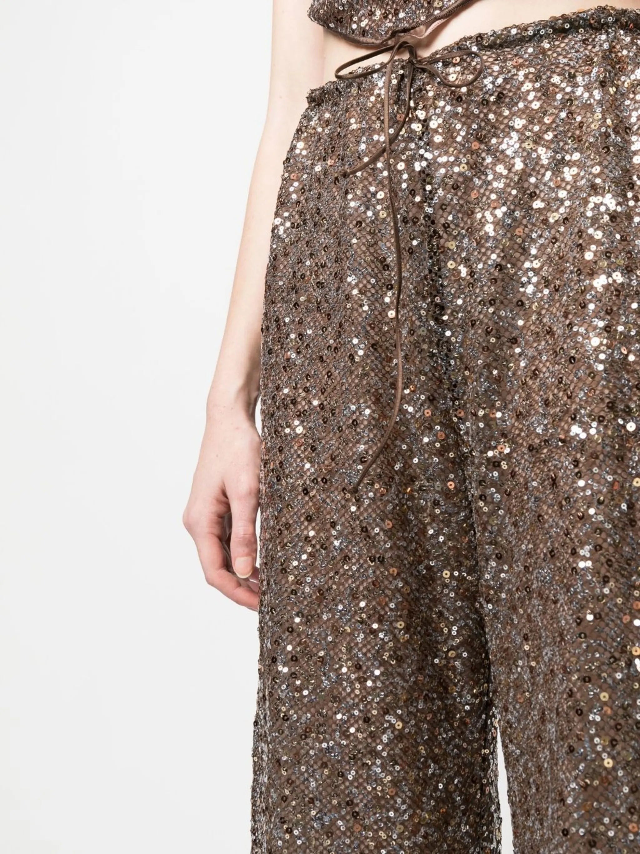 sequin flared trousers