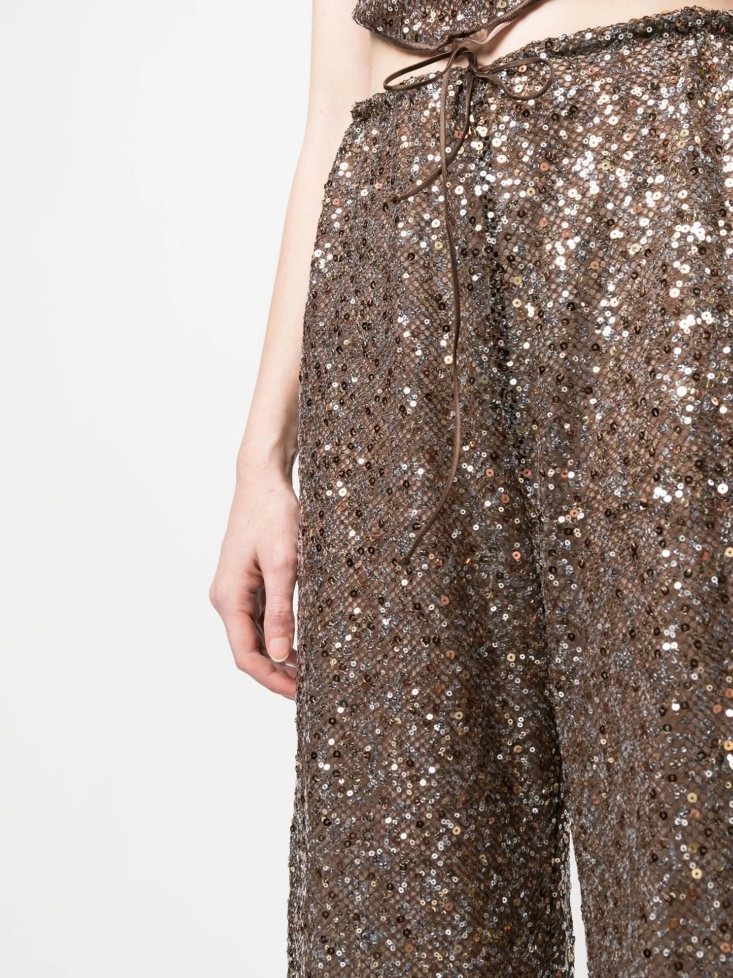 sequin flared trousers