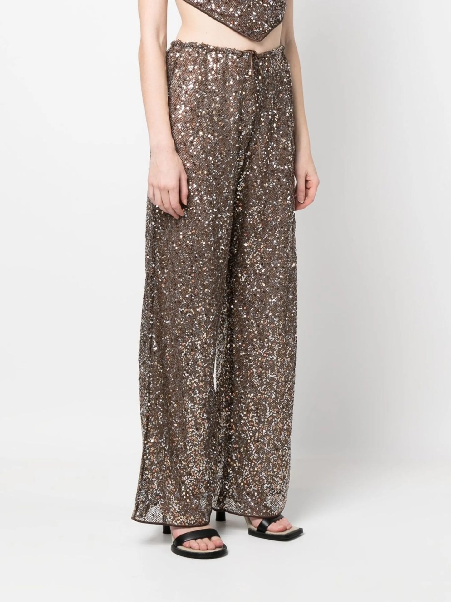 sequin flared trousers