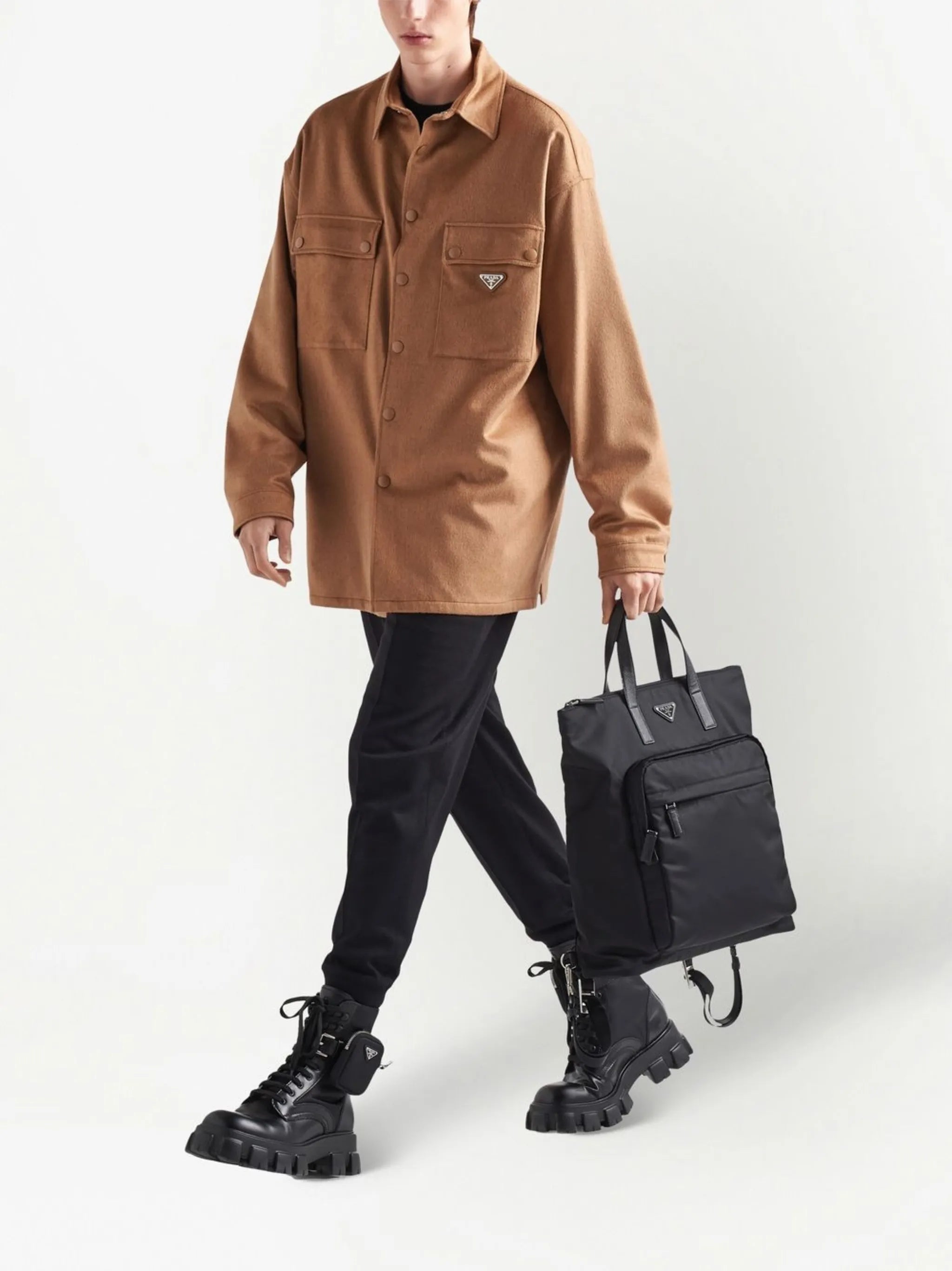 Re-Nylon logo-plaque tote bag