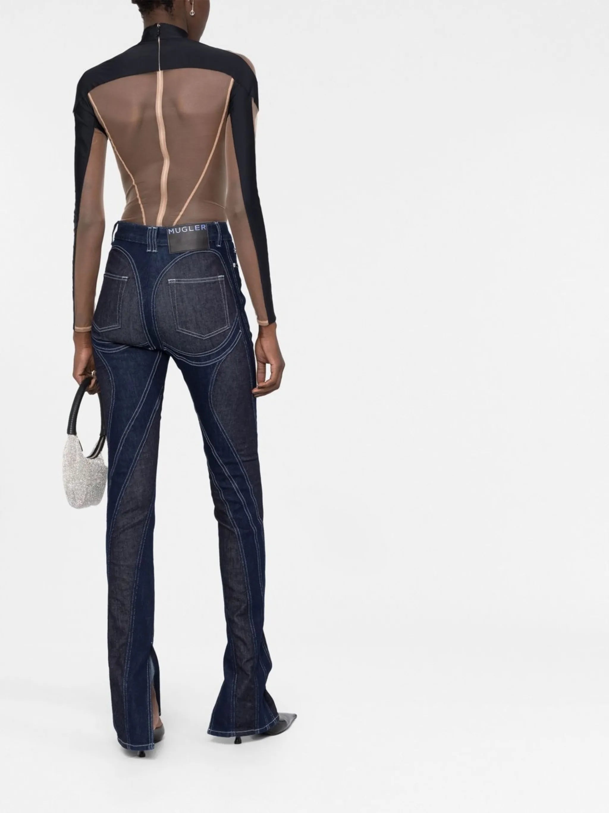 panelled semi-sheer bodysuit