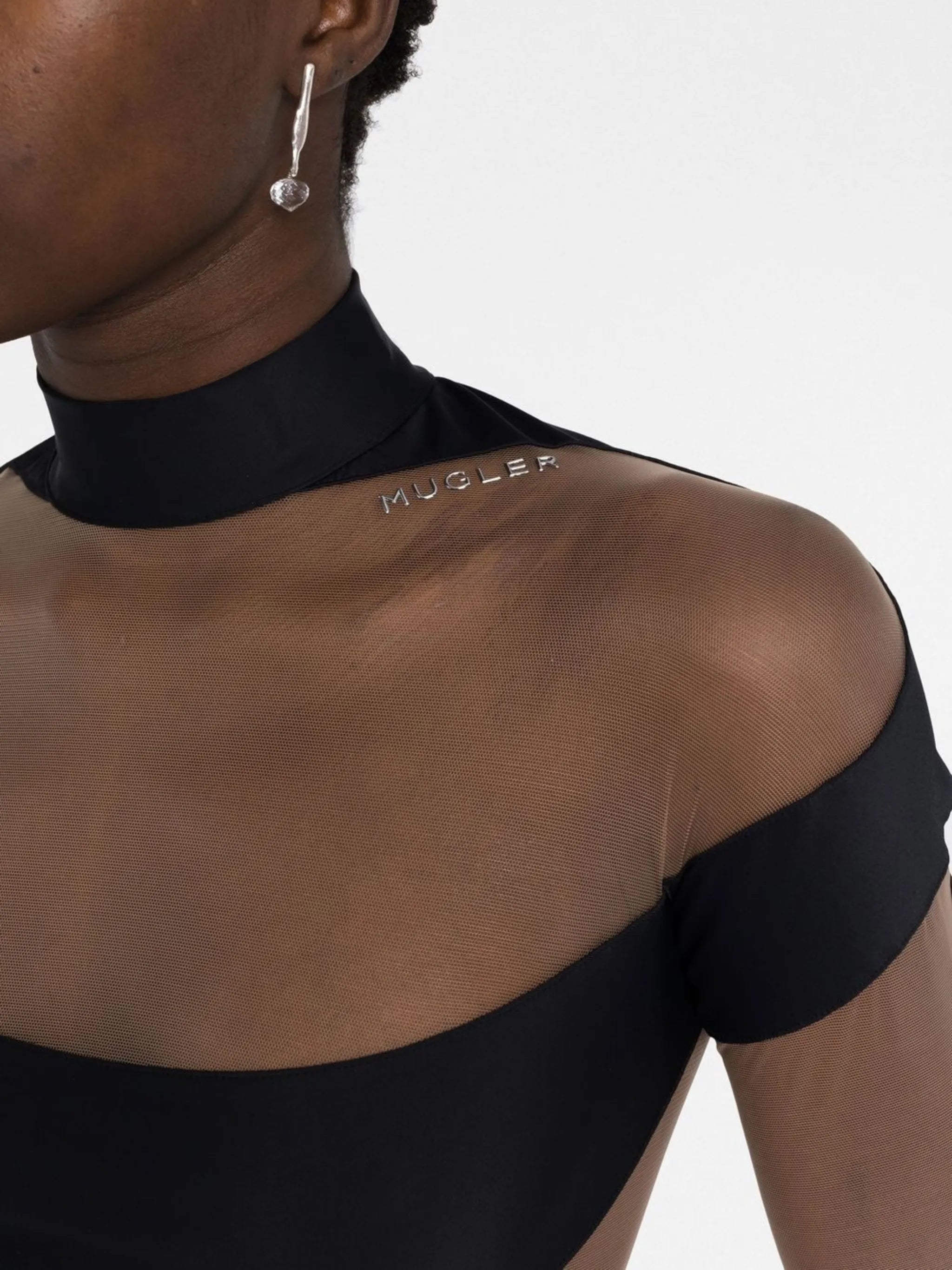 panelled semi-sheer bodysuit