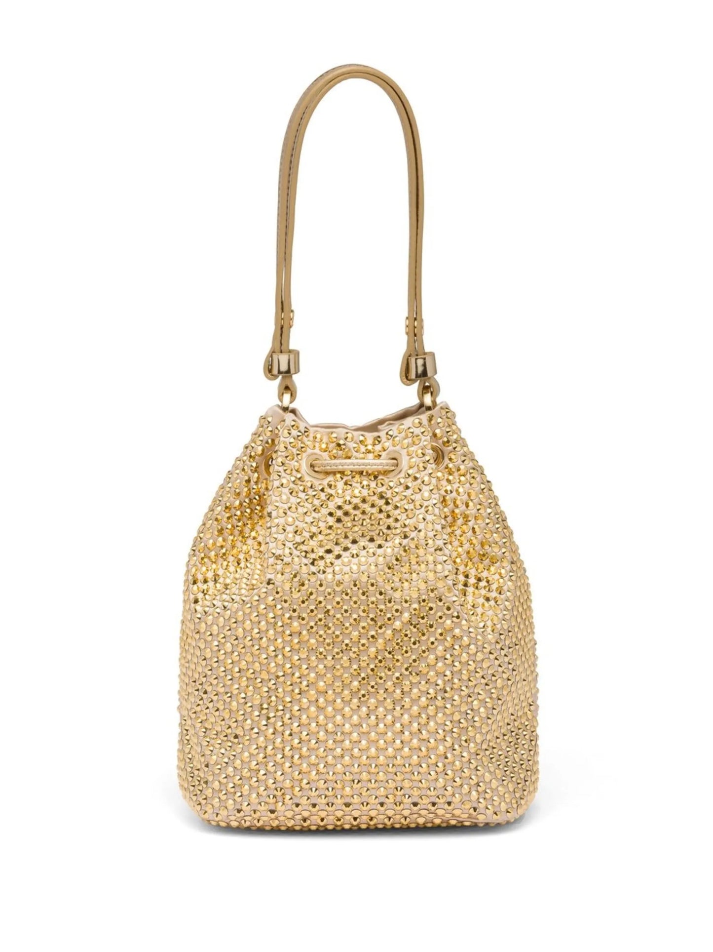 crystal-embellished drawstring bucket bag