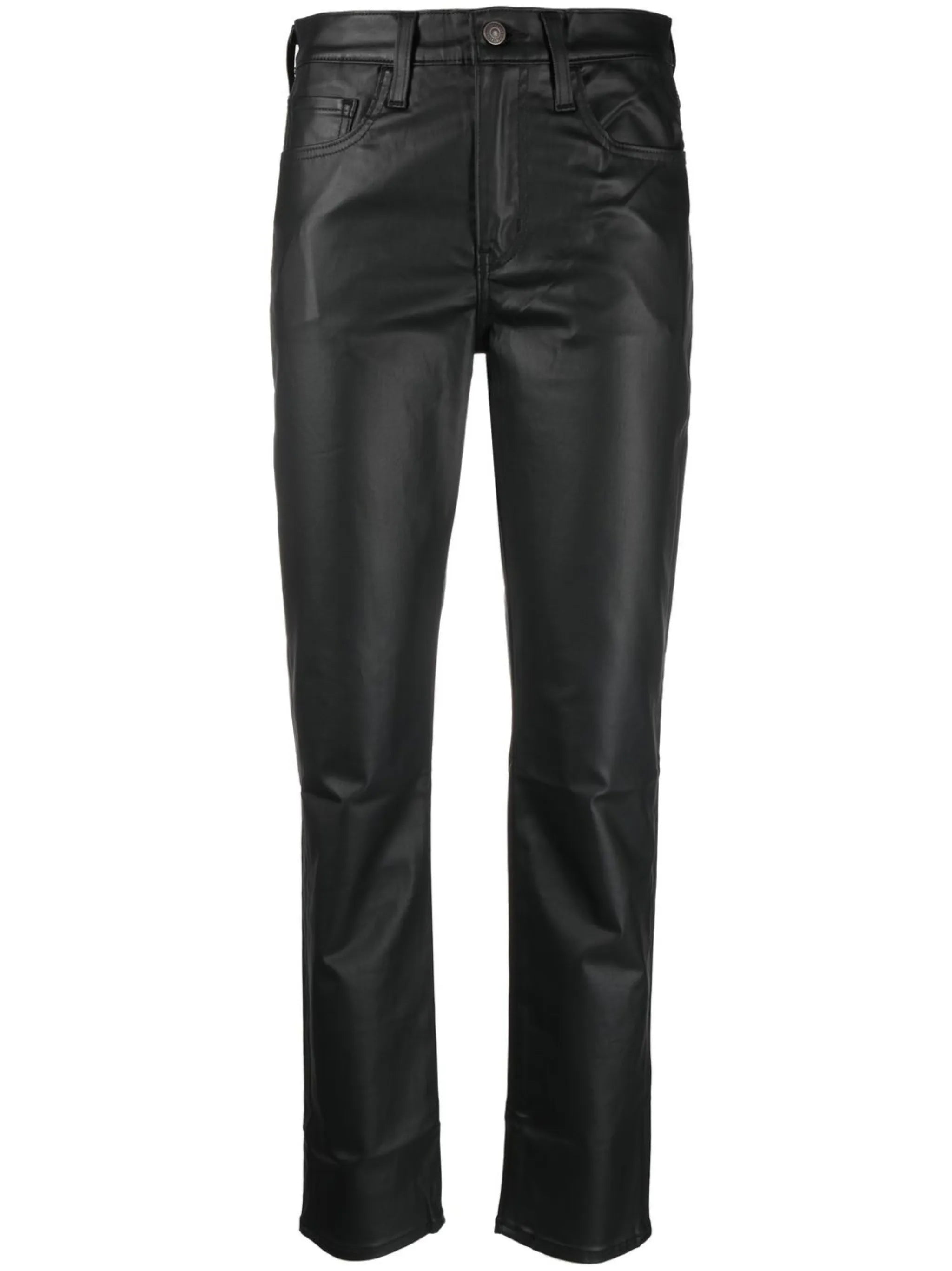 Coated straight pants