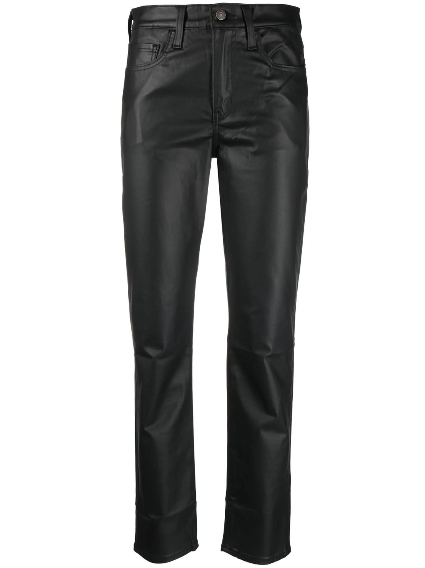 Coated straight pants
