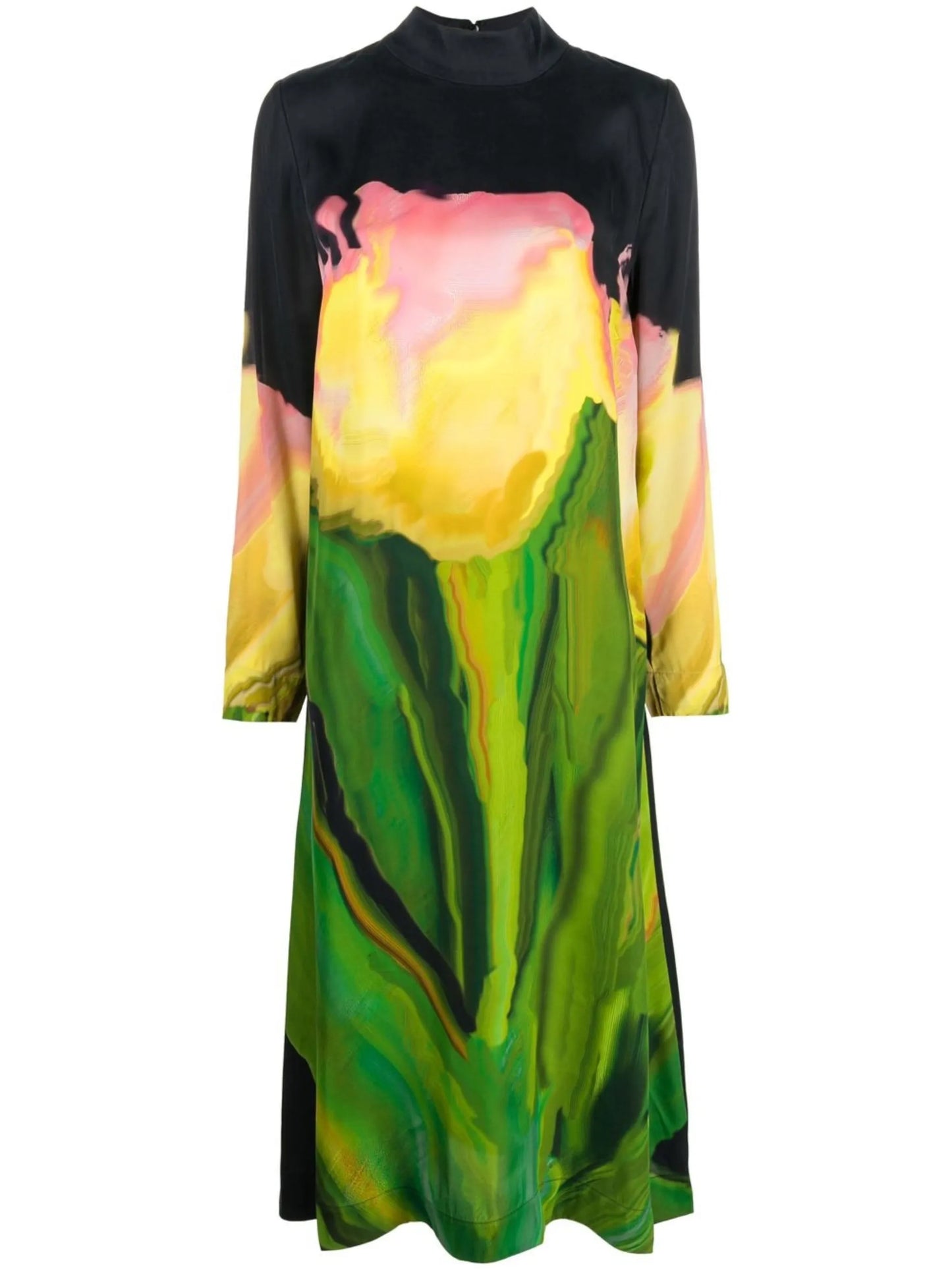 flower print long-sleeve dress