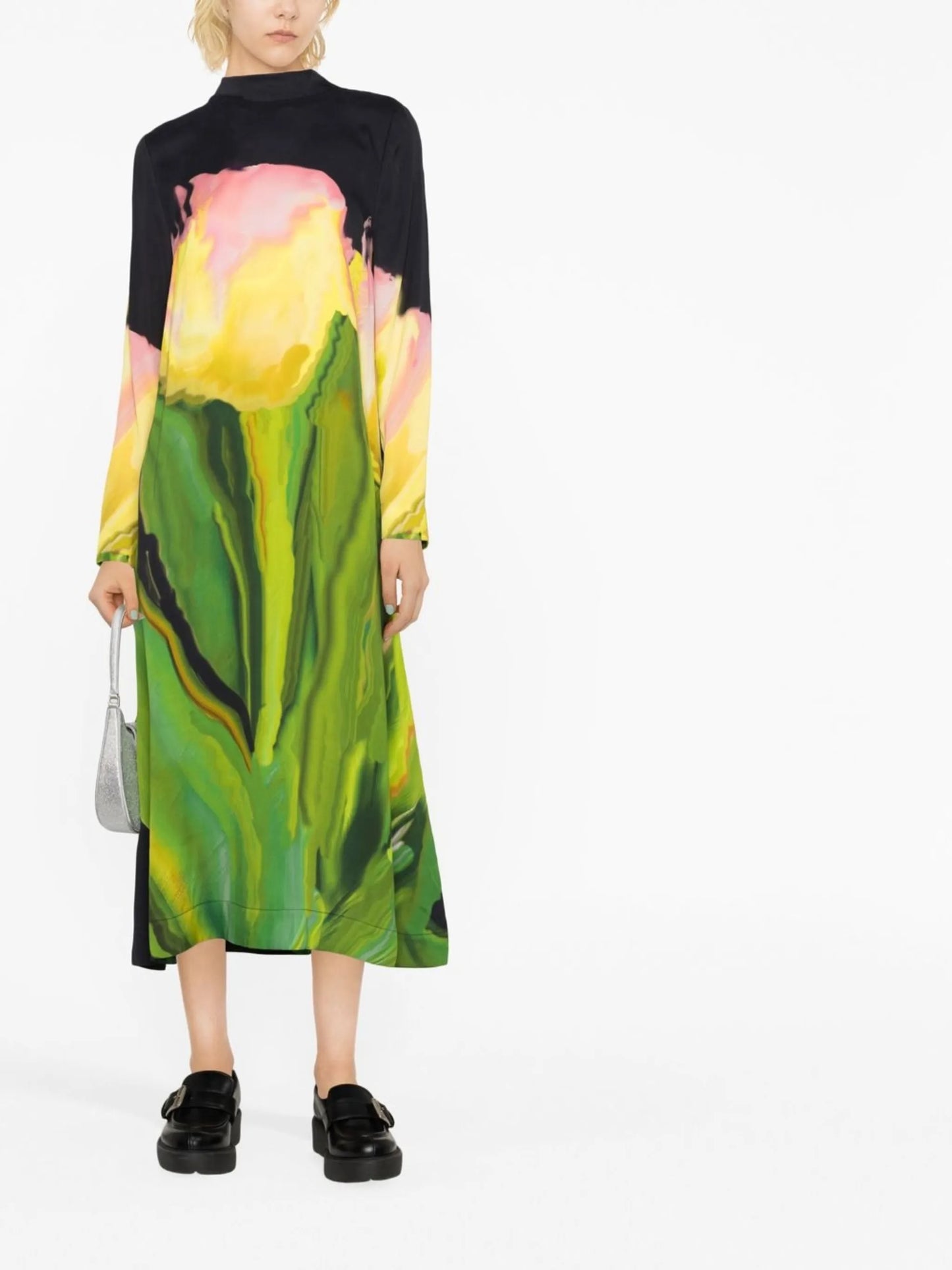 flower print long-sleeve dress