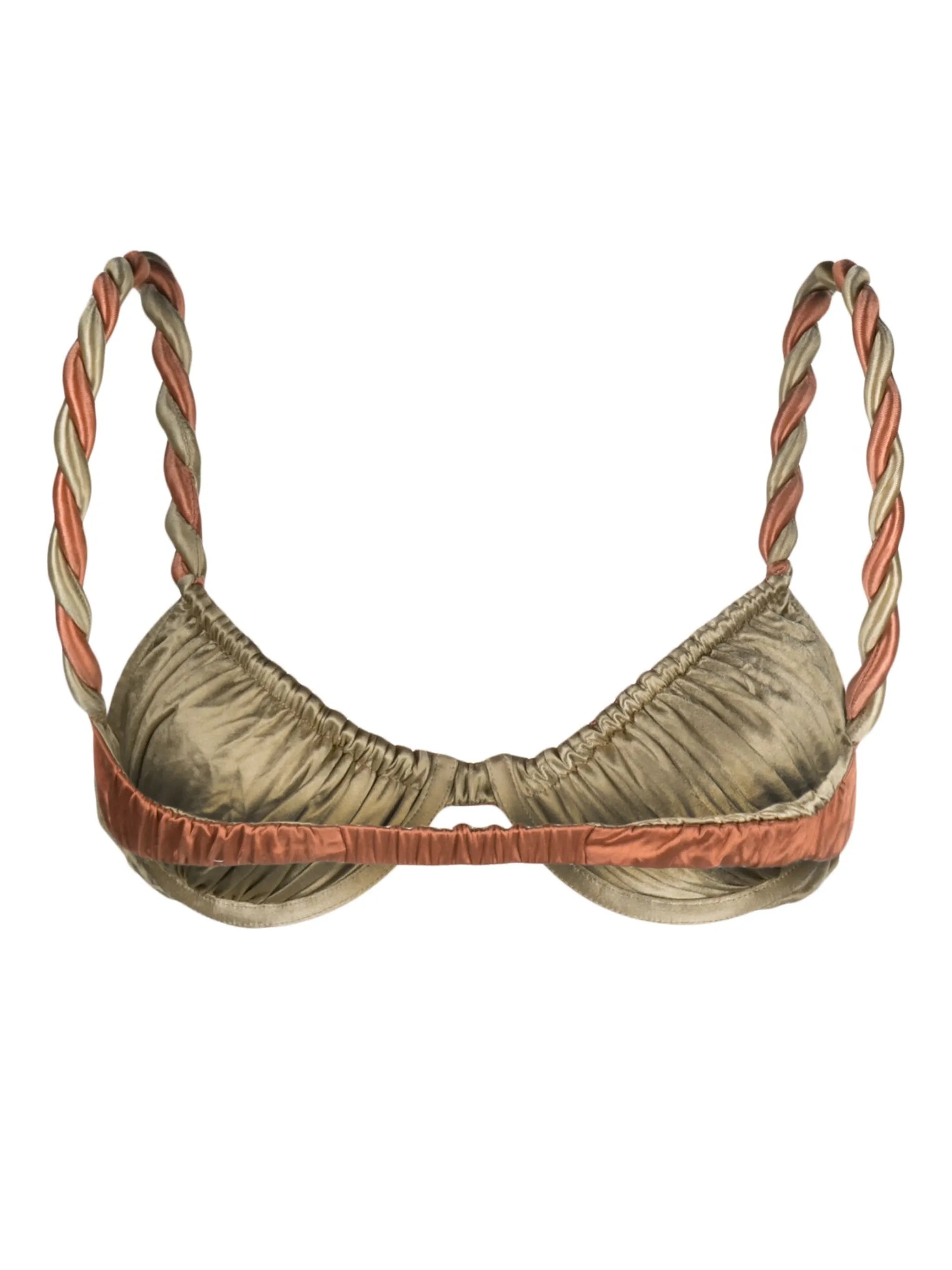 stain-finish twisted-strap bikini top