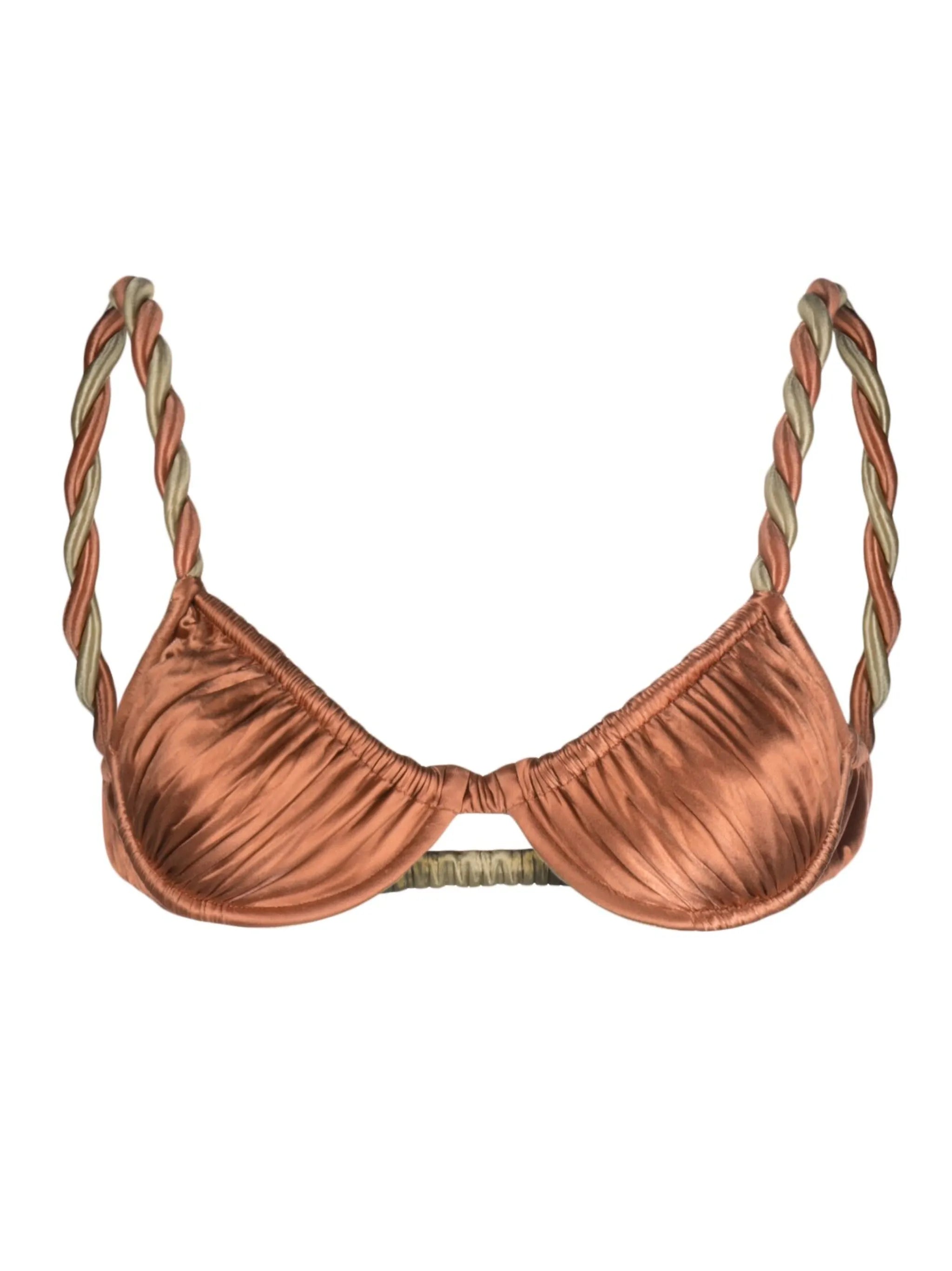stain-finish twisted-strap bikini top