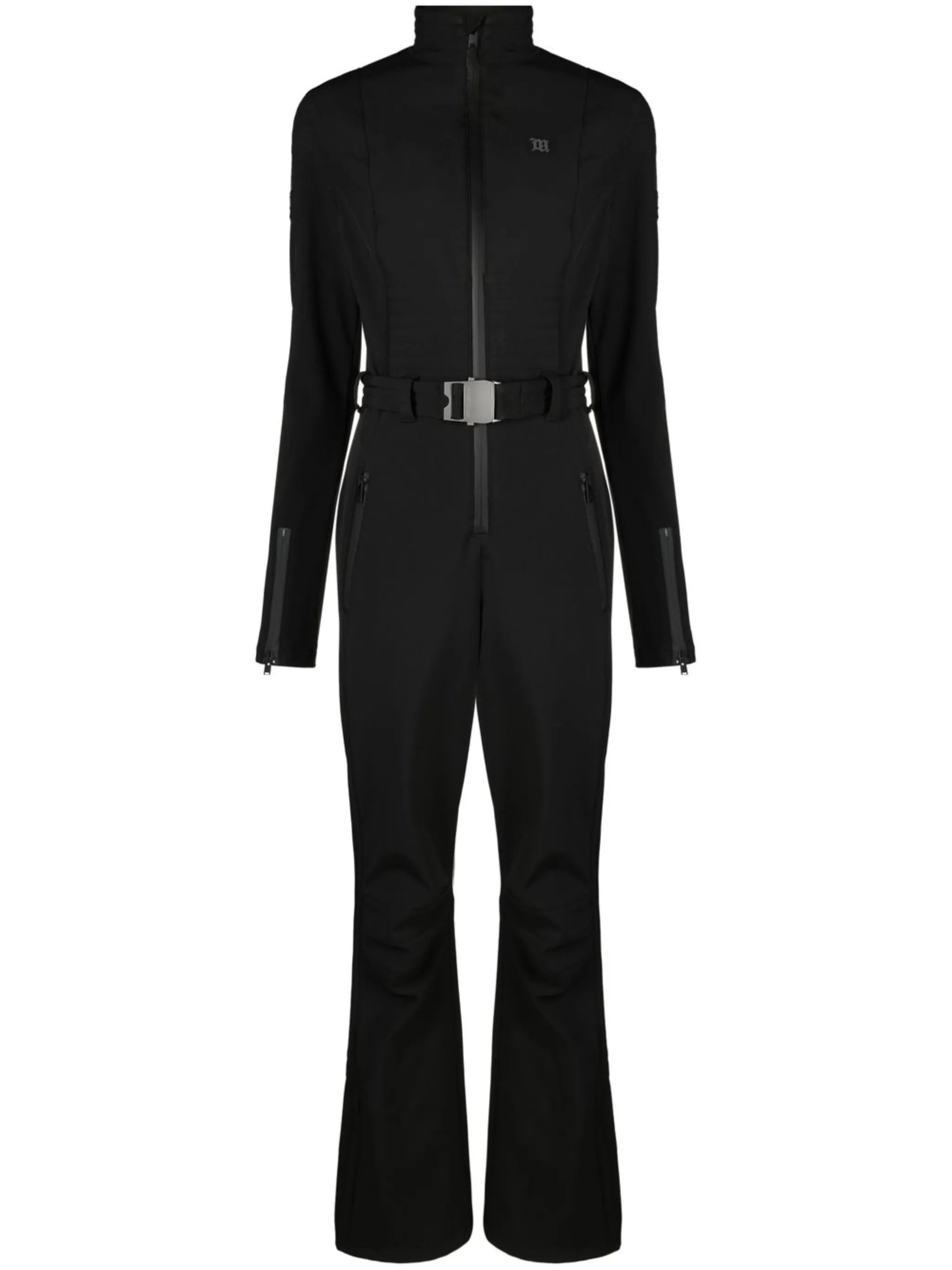 logo-printed belted neoprene ski jumpsuit