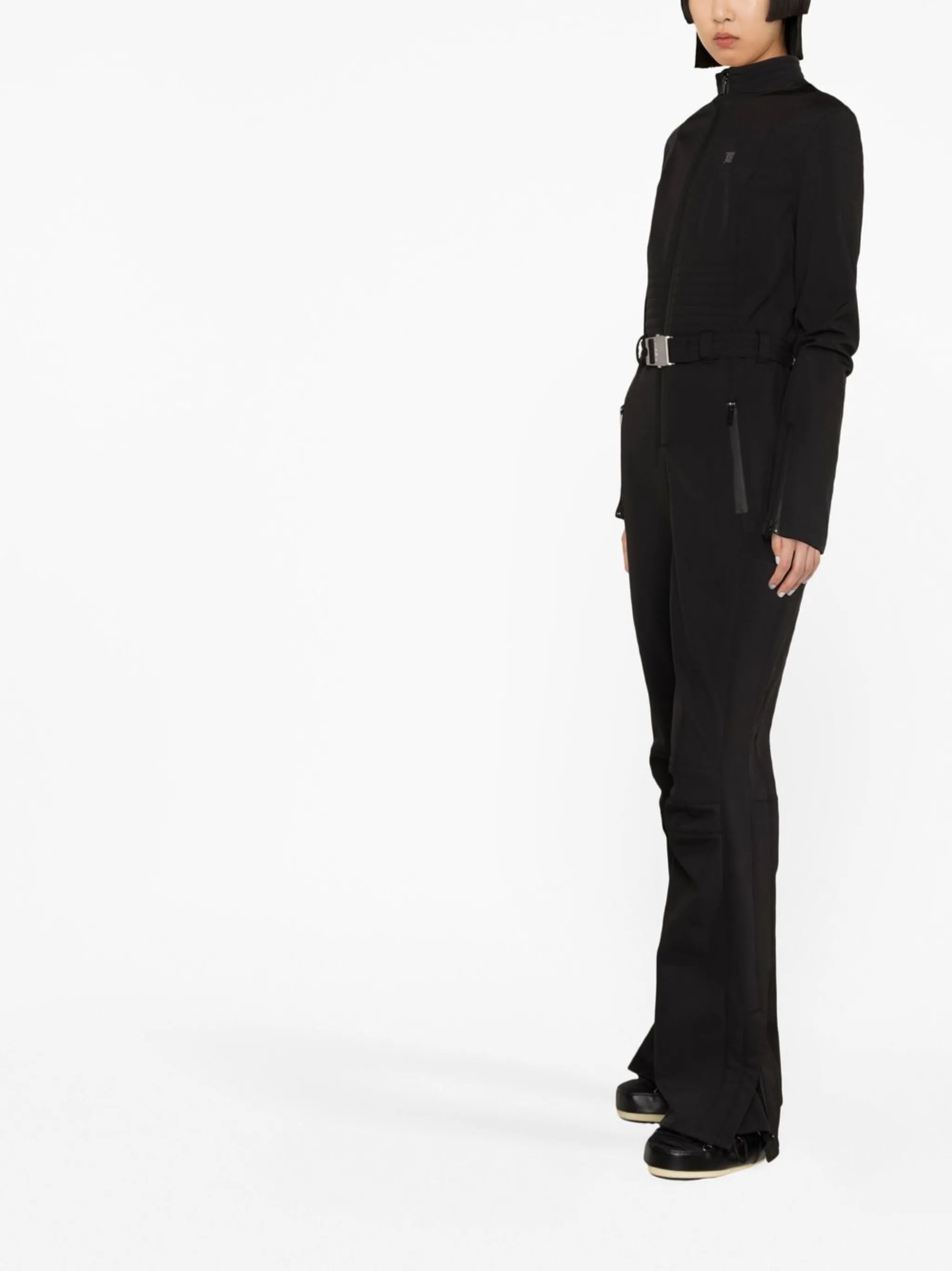 logo-printed belted neoprene ski jumpsuit