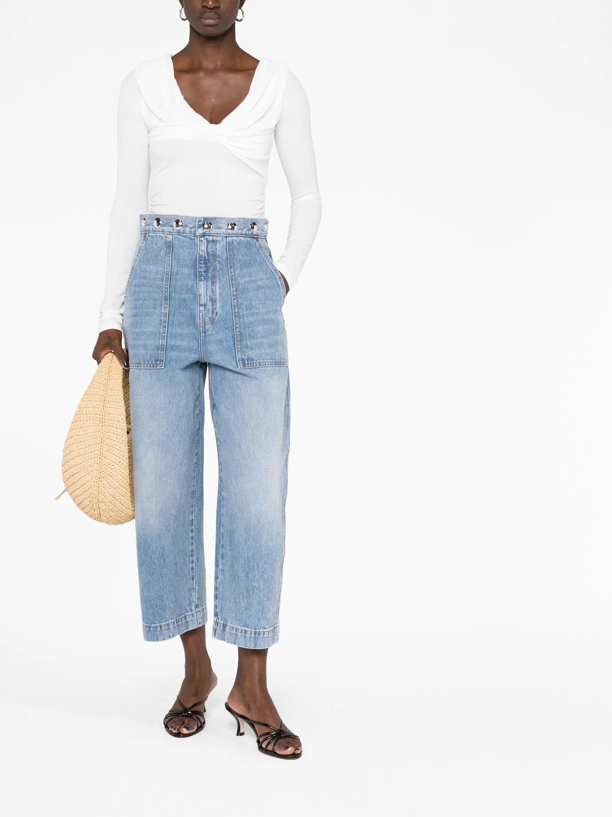 stud-detailing boyfriend jeans