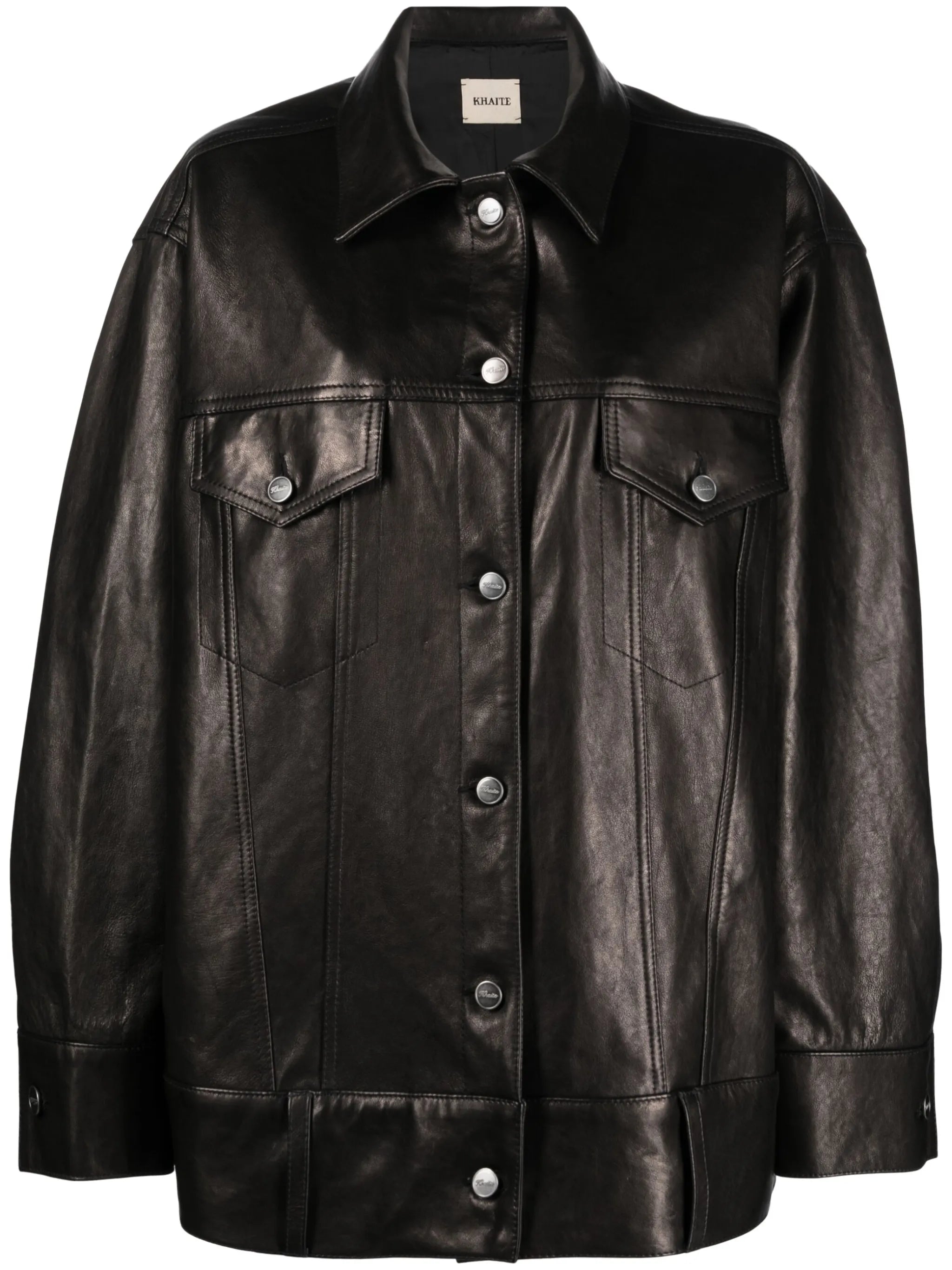 polished-finish button-fastening jacket