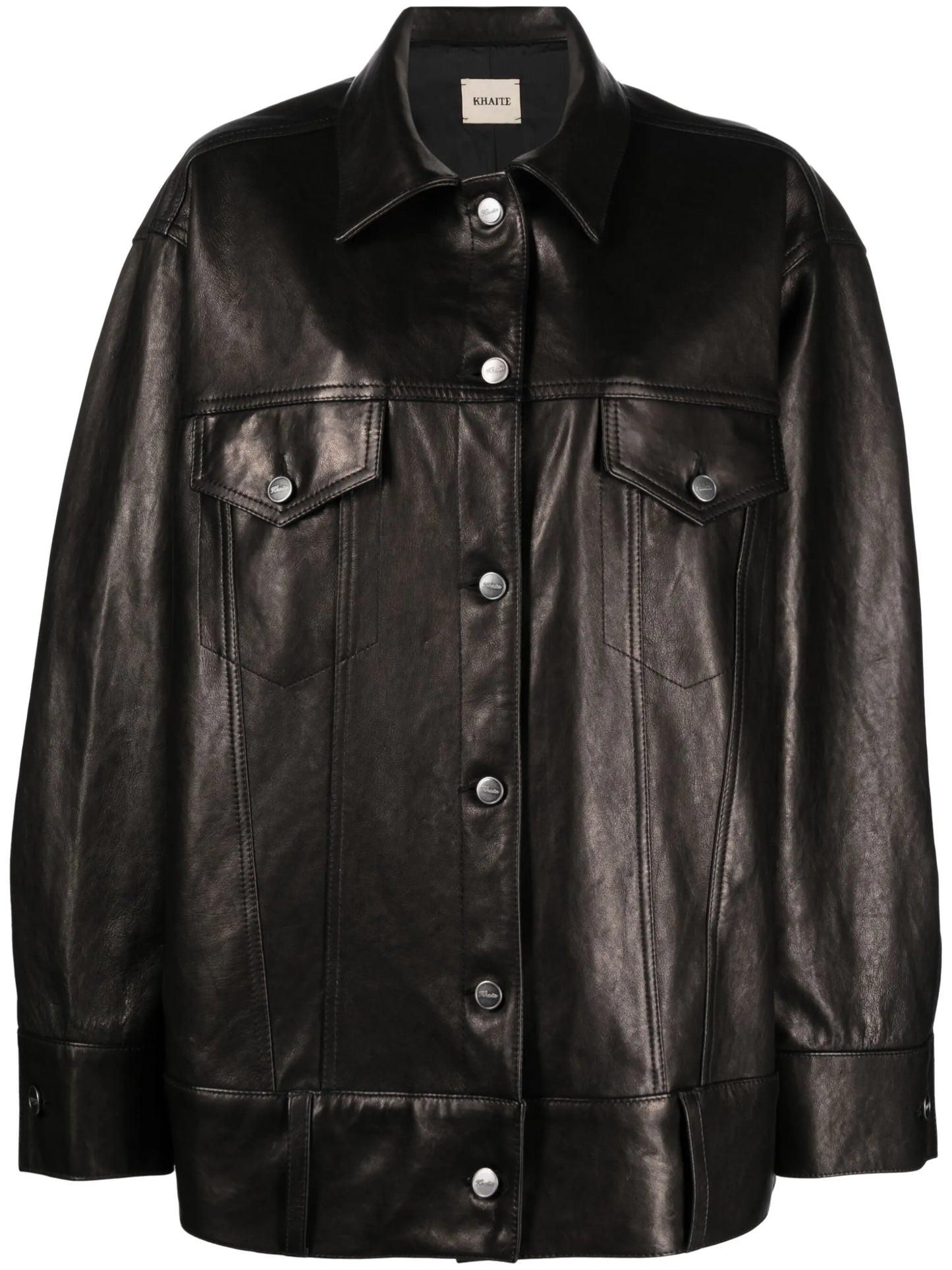 polished-finish button-fastening jacket