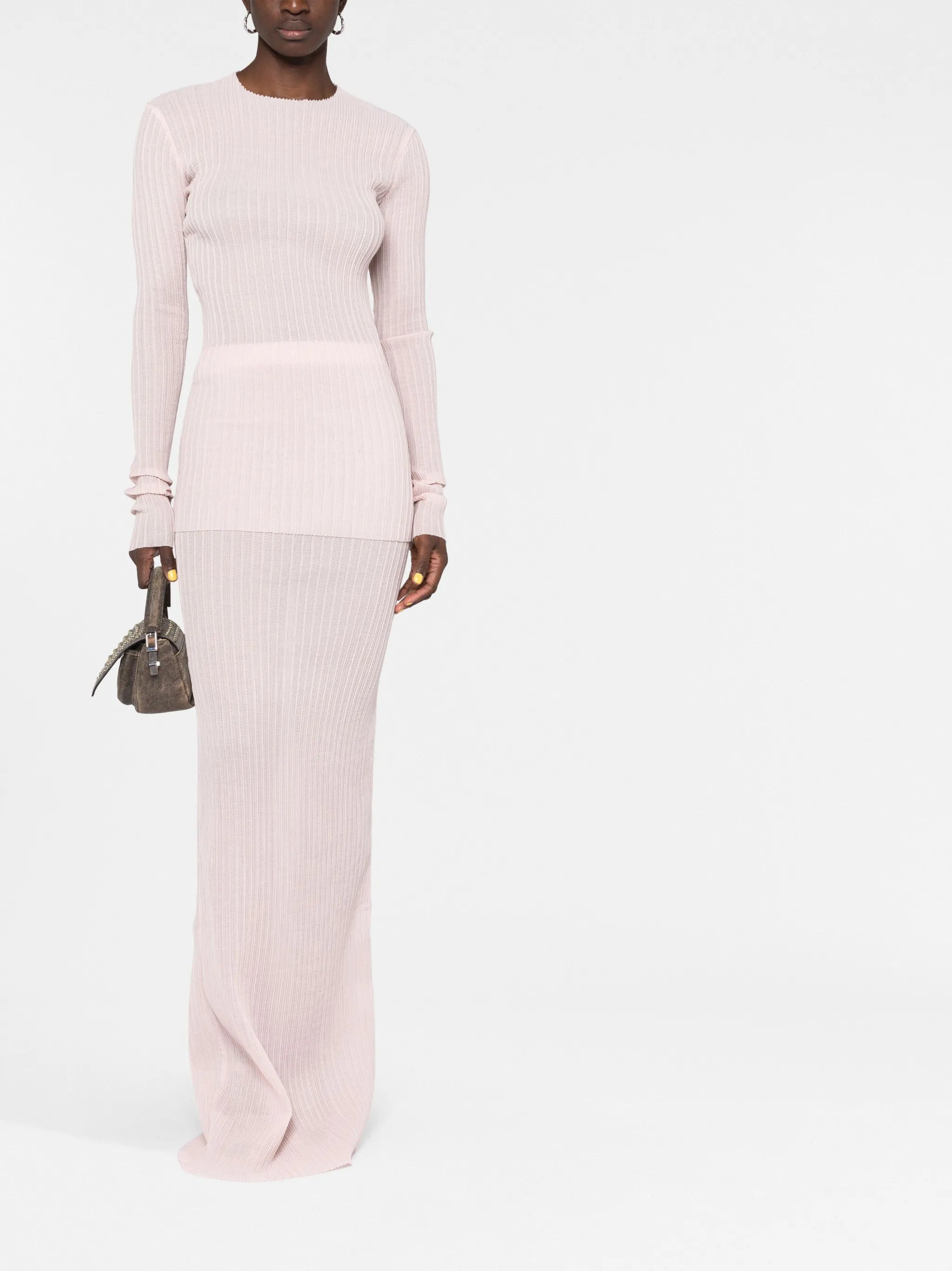 pleated long-sleeve top