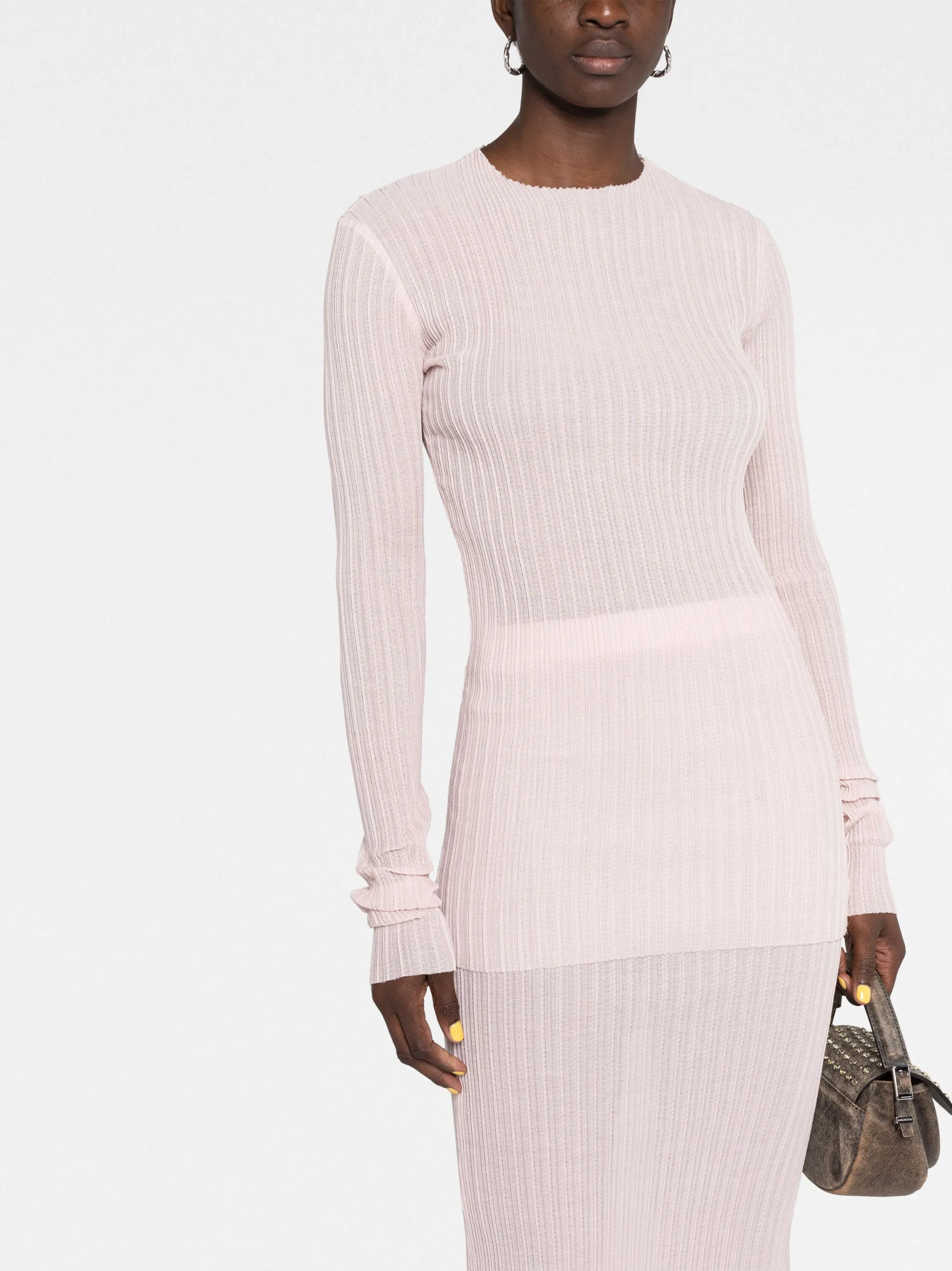 pleated long-sleeve top