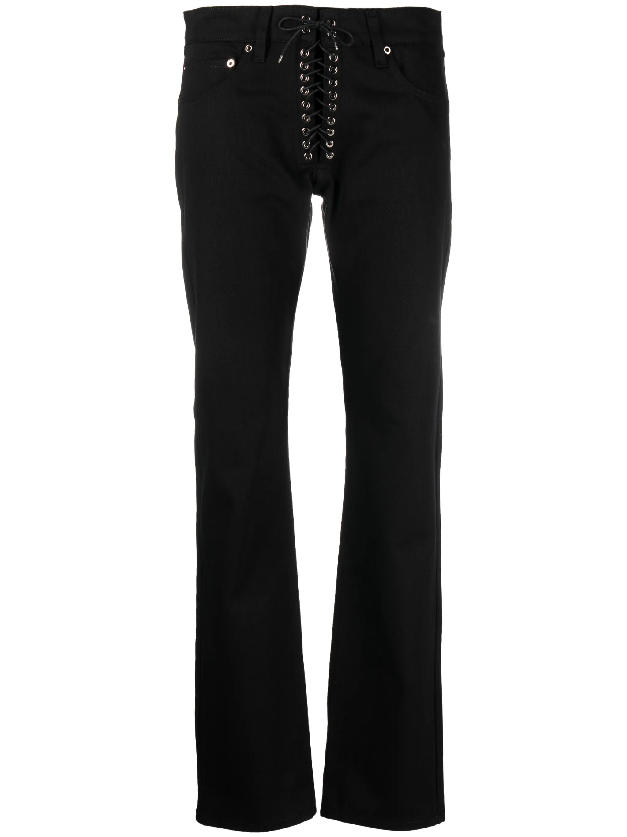 lace-up straight-leg jeans