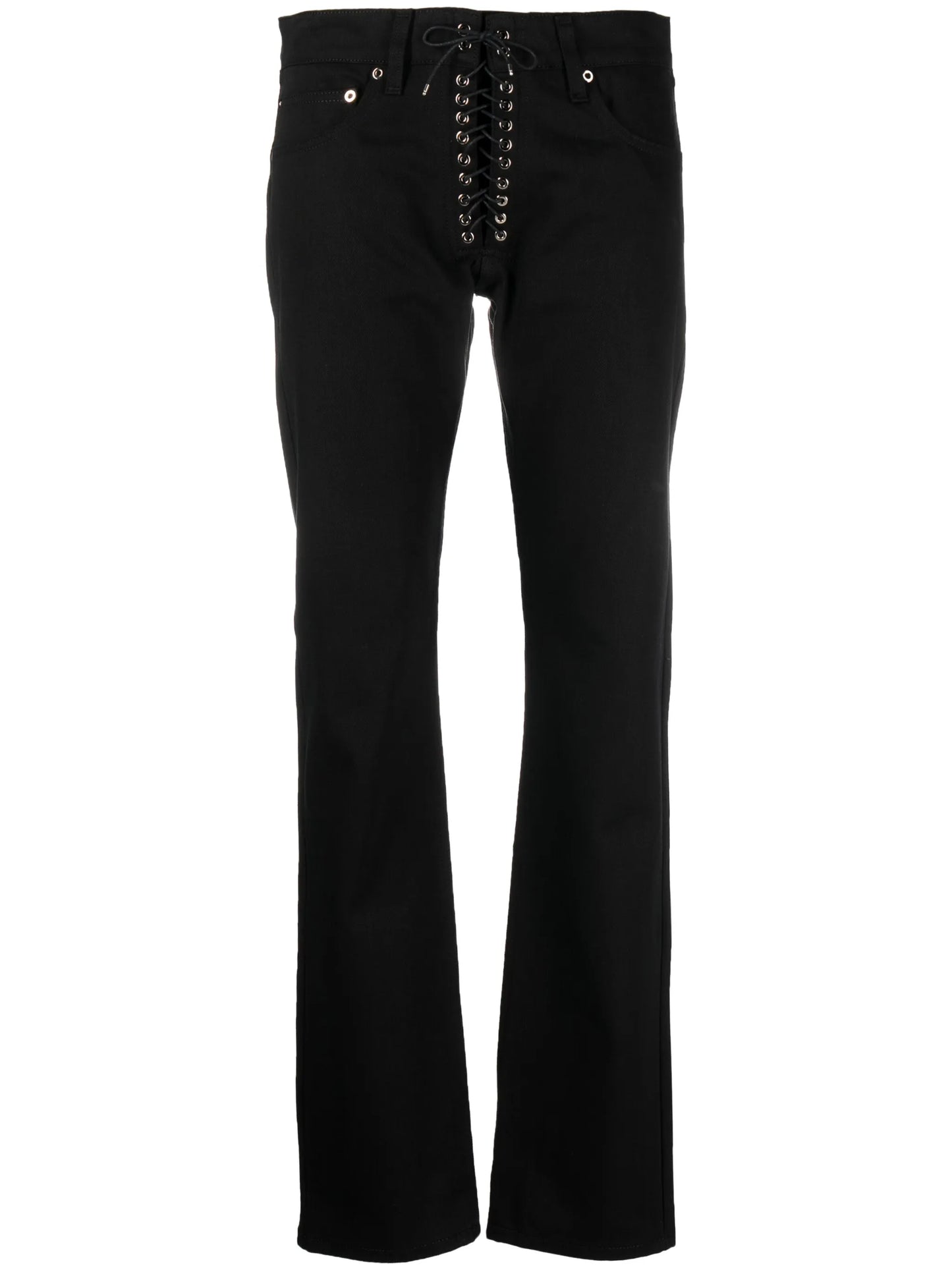 lace-up straight-leg jeans