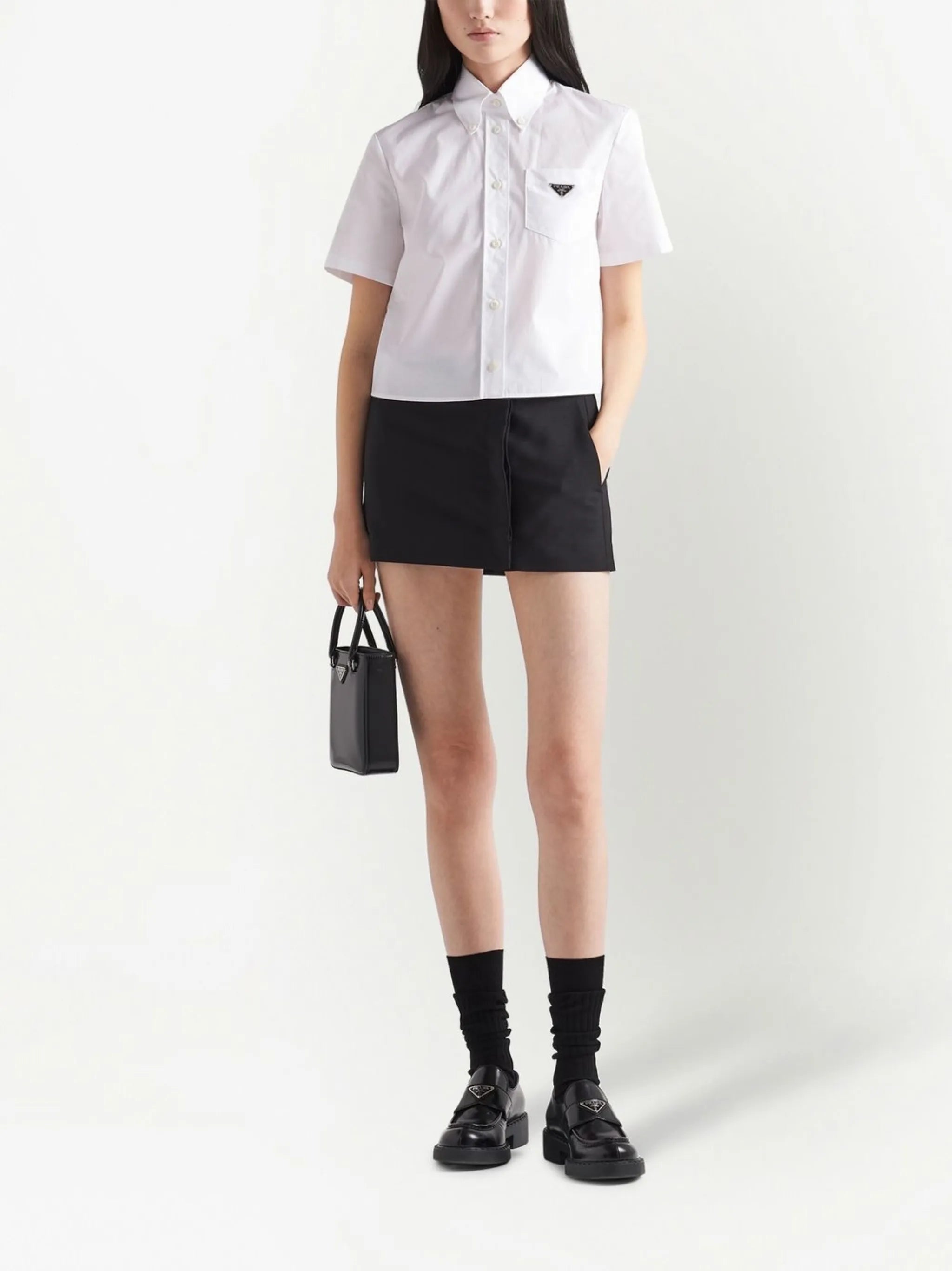 triangle-logo poplin shirt