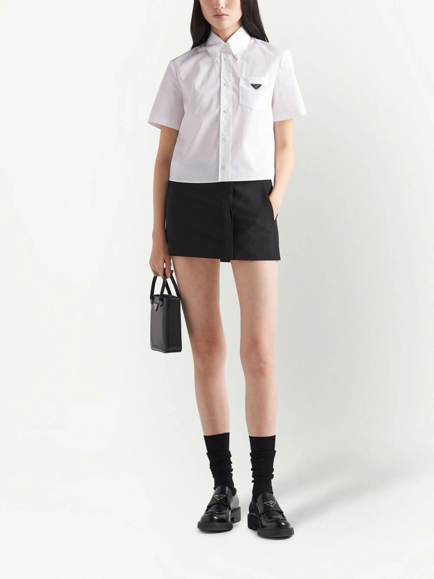 triangle-logo poplin shirt